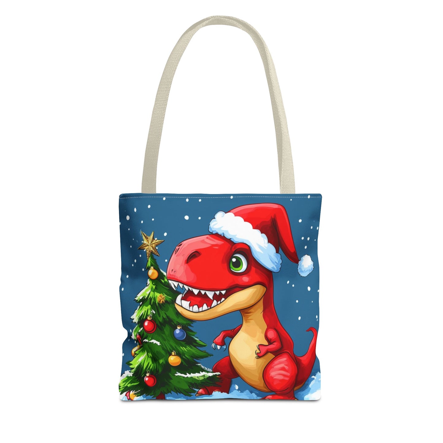 Cute Red Dino Holiday Tote Bag (AOP)