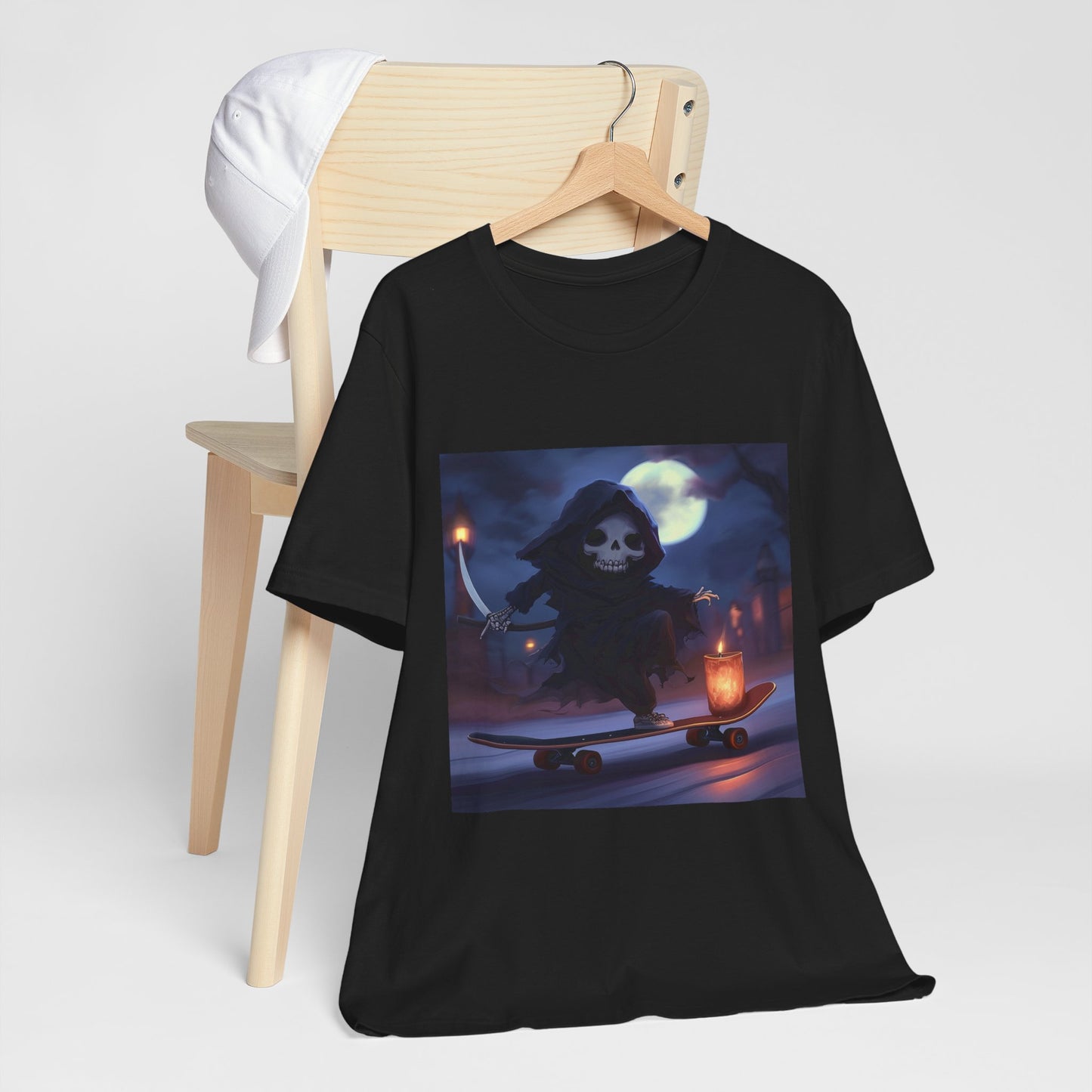 Funny Skater Grim Reaper Unisex Jersey Short Sleeve Tee