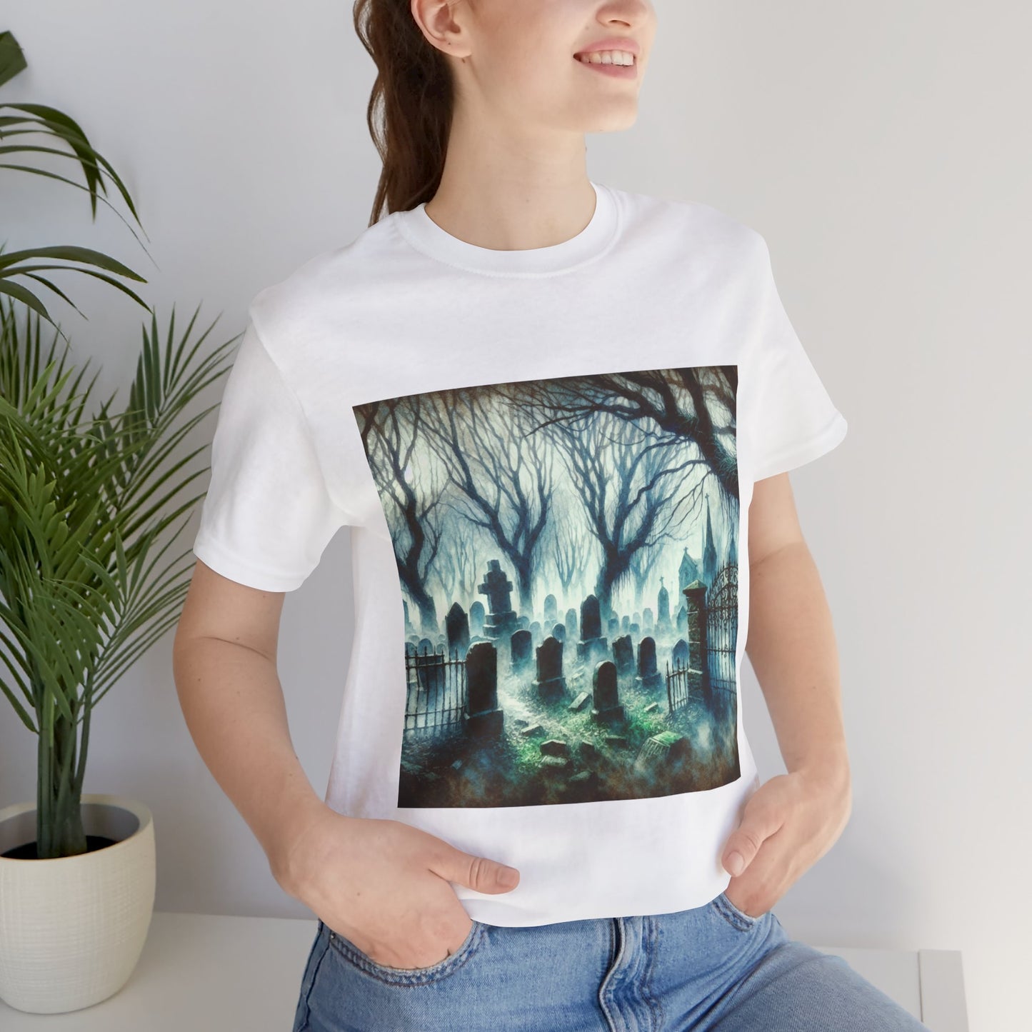 Haunted Cemetery Unisex Jersey Short Sleeve Tee