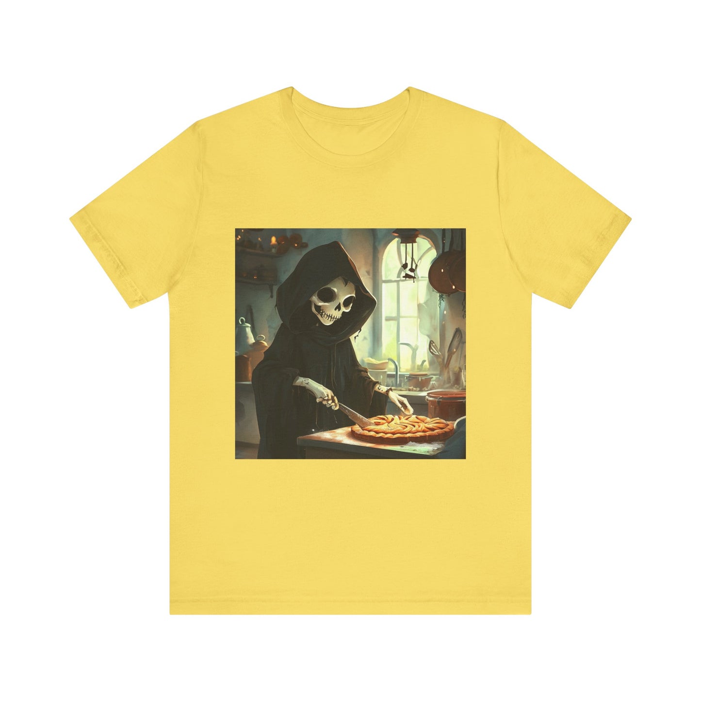 Grim Reaper Baking Pie Unisex Jersey Short Sleeve Tee