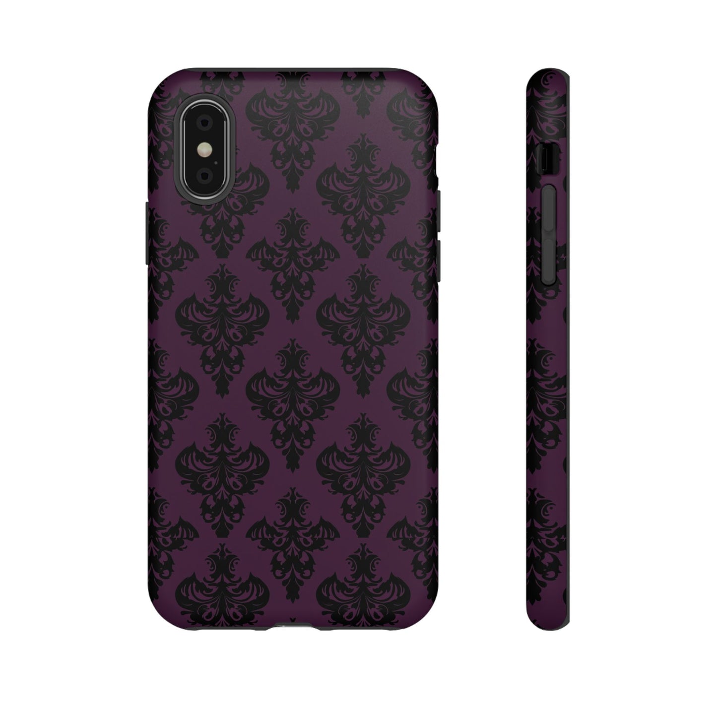 Purple and Black Victorian Damask Pattern Tough Cases