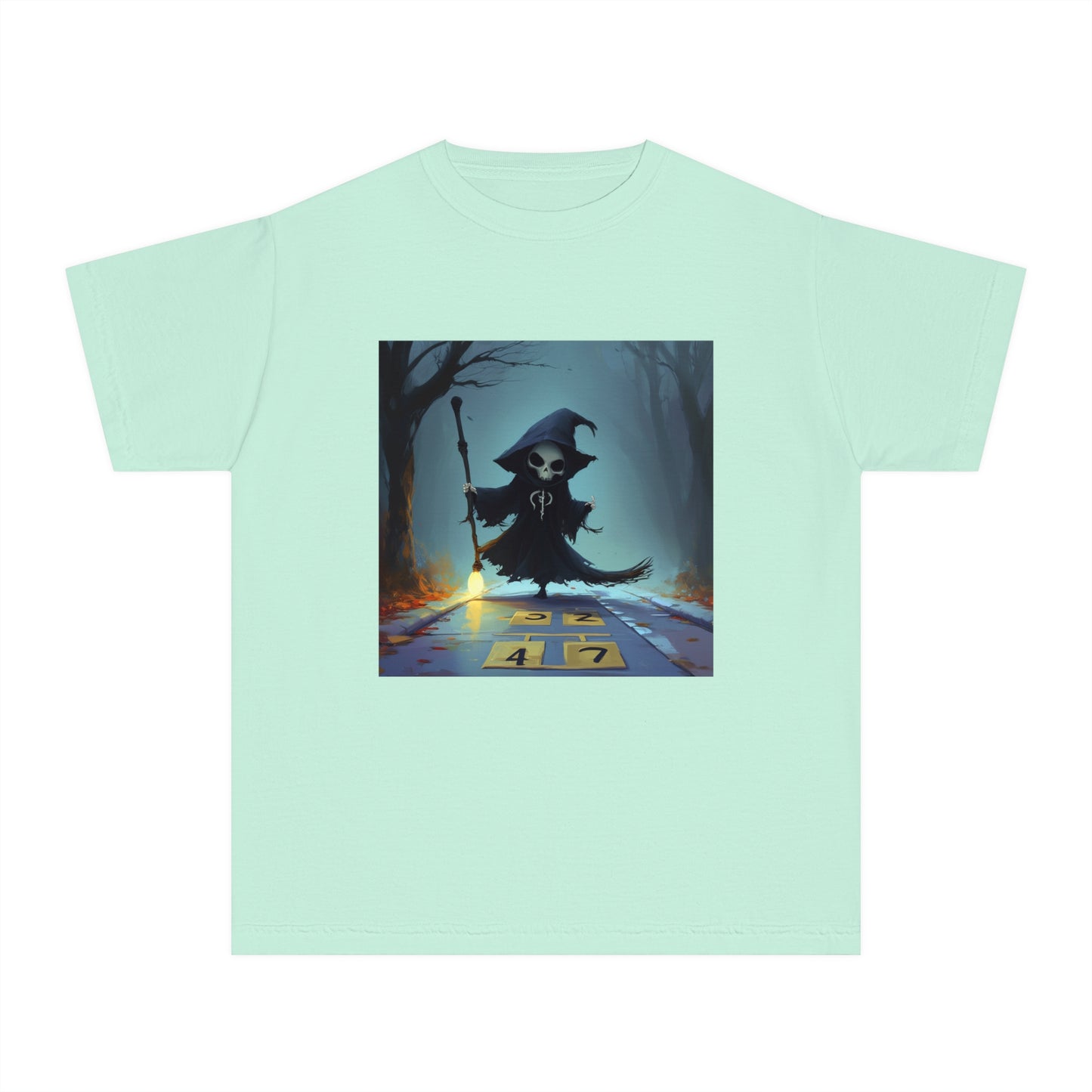 Grim Reaper Playing Hopscotch Youth Midweight Tee