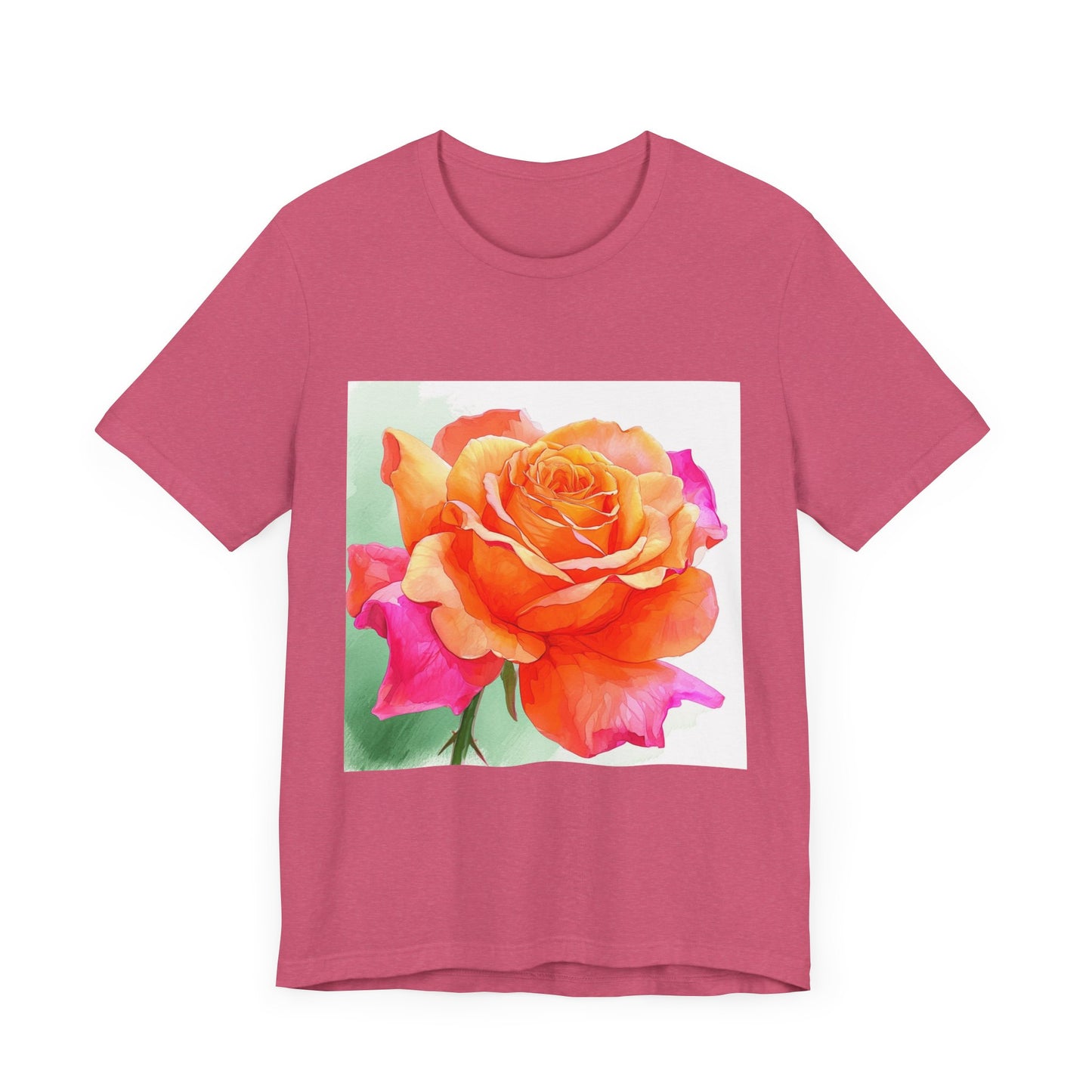 Radiant Rose Art Unisex Jersey Tee - Vibrant Rose Design