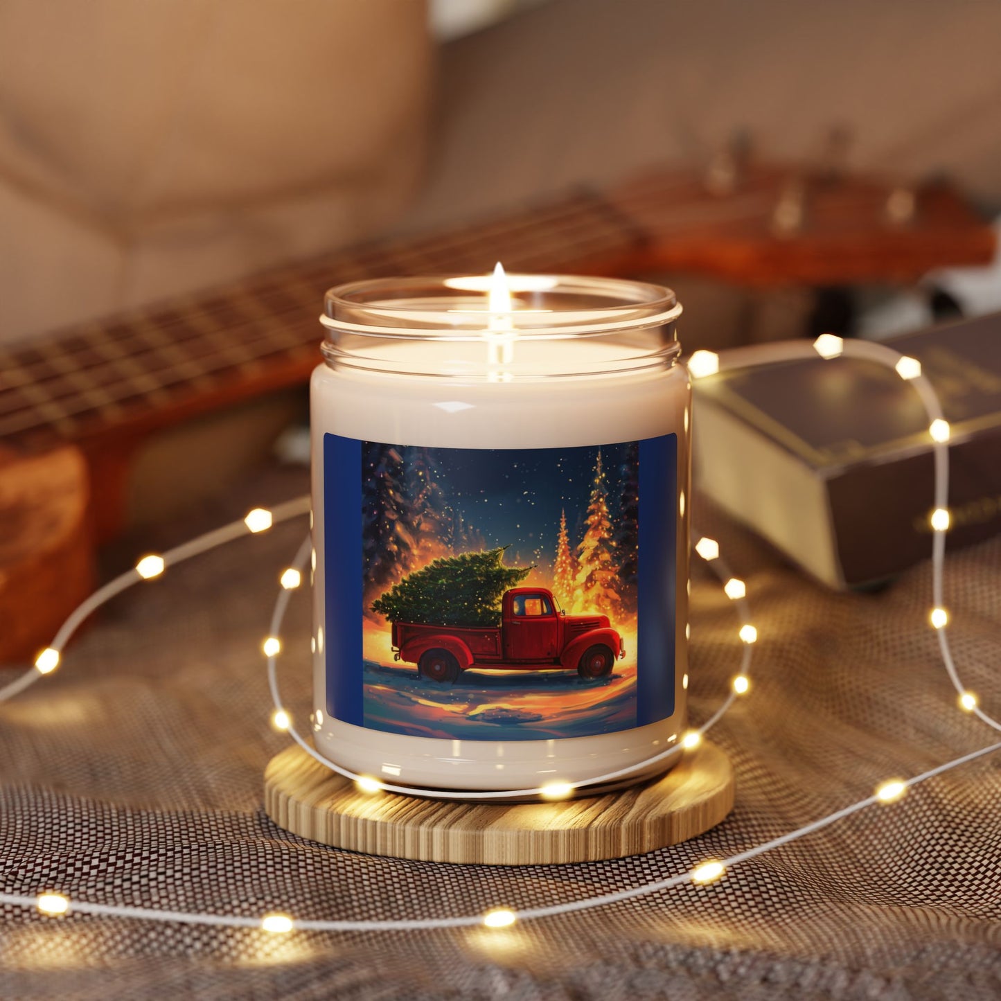 Red Truck with a Christmas Tree Scented Soy Candle, 9oz