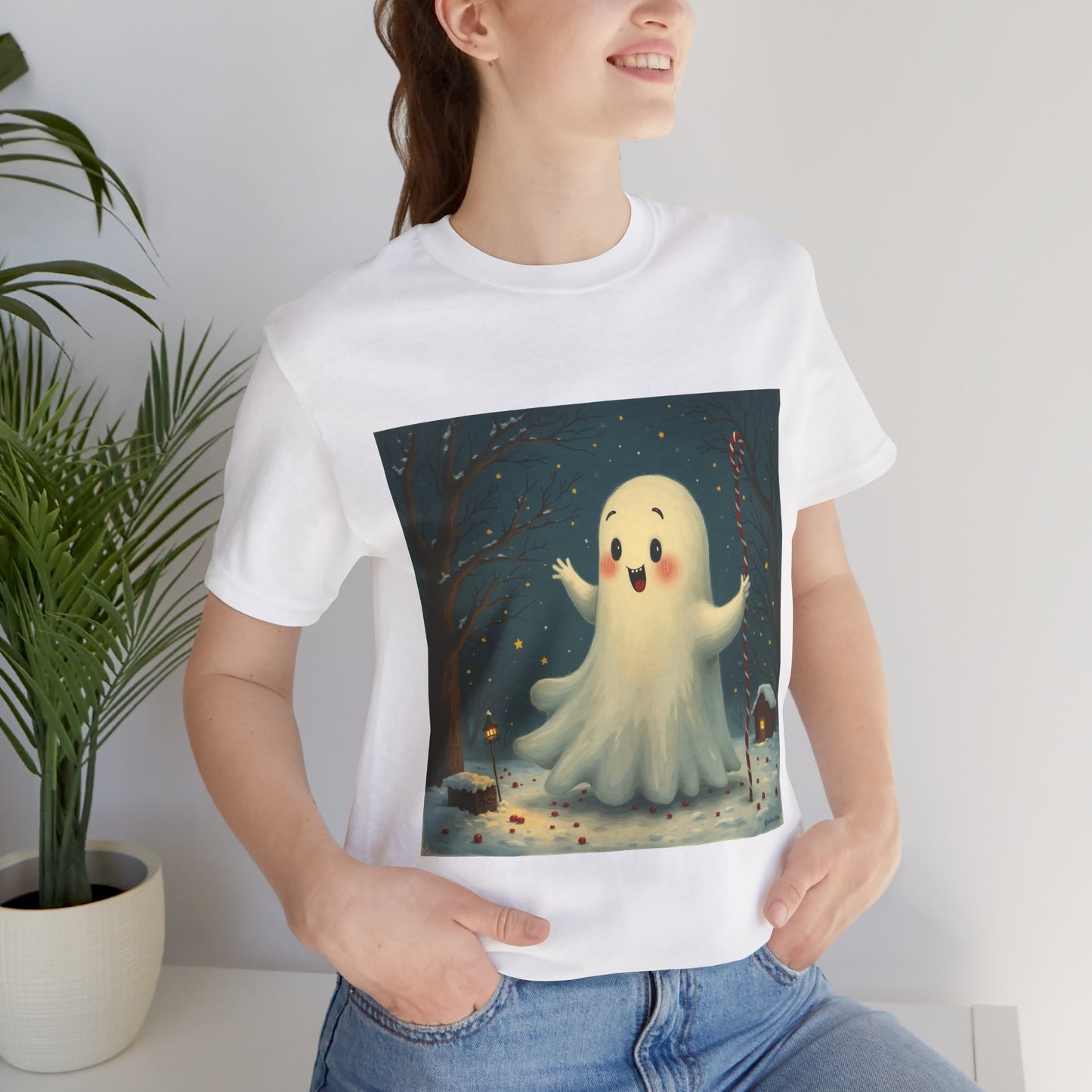 Cute Holiday Ghost Unisex Jersey Tee