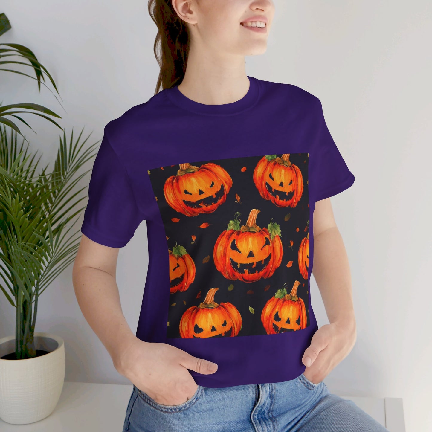 Happy Pumpkin Pattern Unisex Jersey Short Sleeve Tee