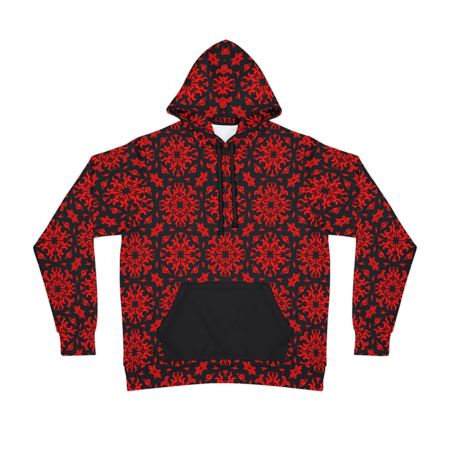 Red and Black  Mesmerizing Mandala Athletic Hoodie (AOP)