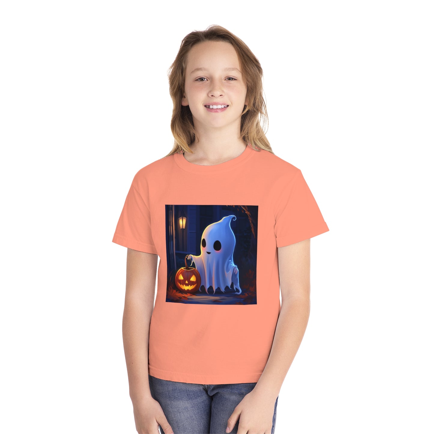 Cute Ghost Trick or Treating Youth Midweight Tee