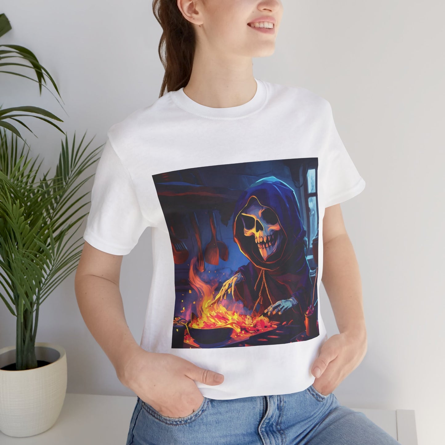 Grim Reaper Cooking Unisex Jersey Short Sleeve Tee