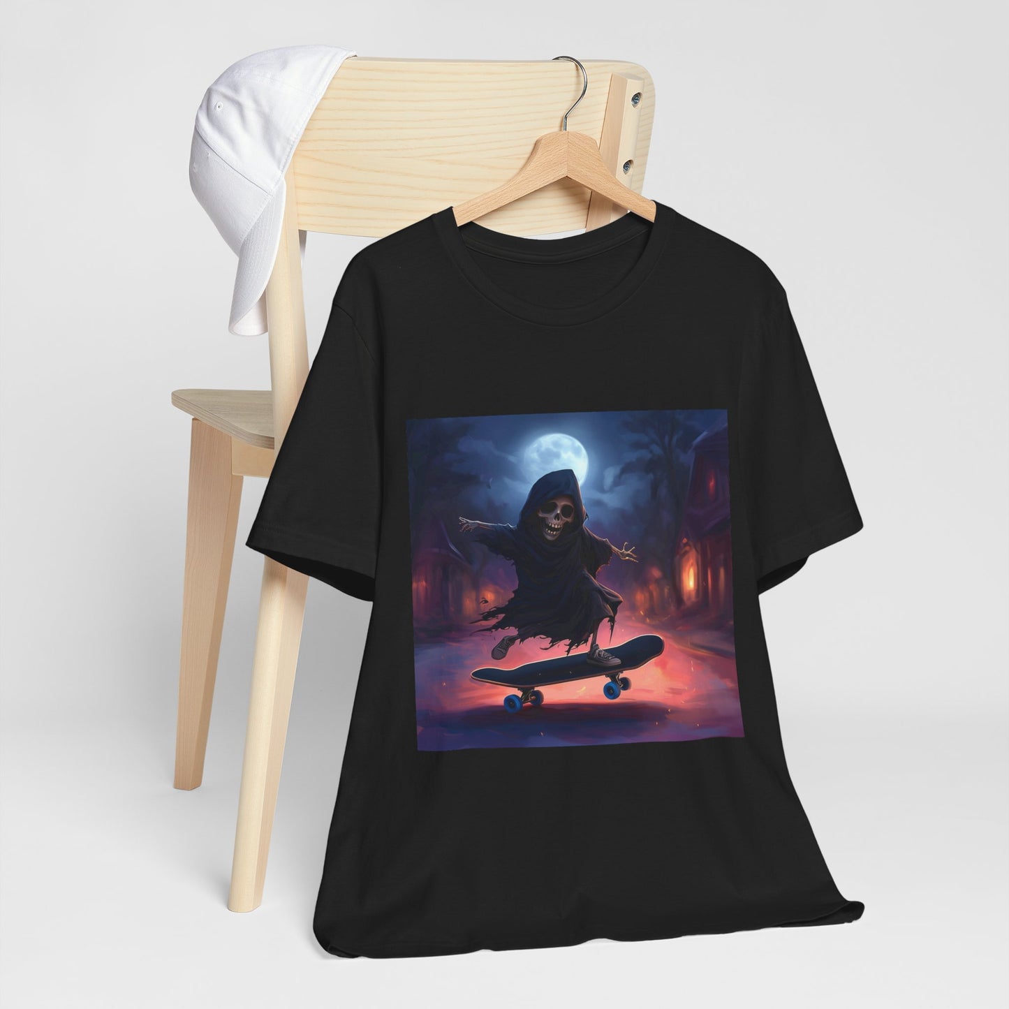 Cute Grim Reaper Skater Unisex Jersey Short Sleeve Tee