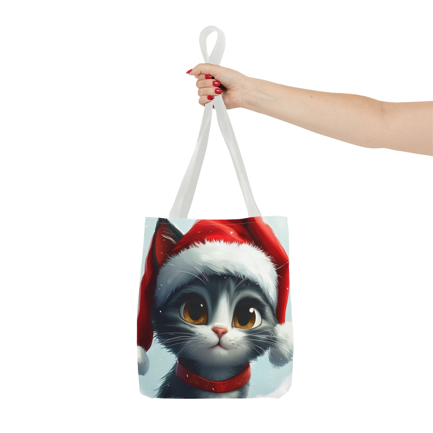 Adorable Festive Gray Cat Tote Bag (AOP)