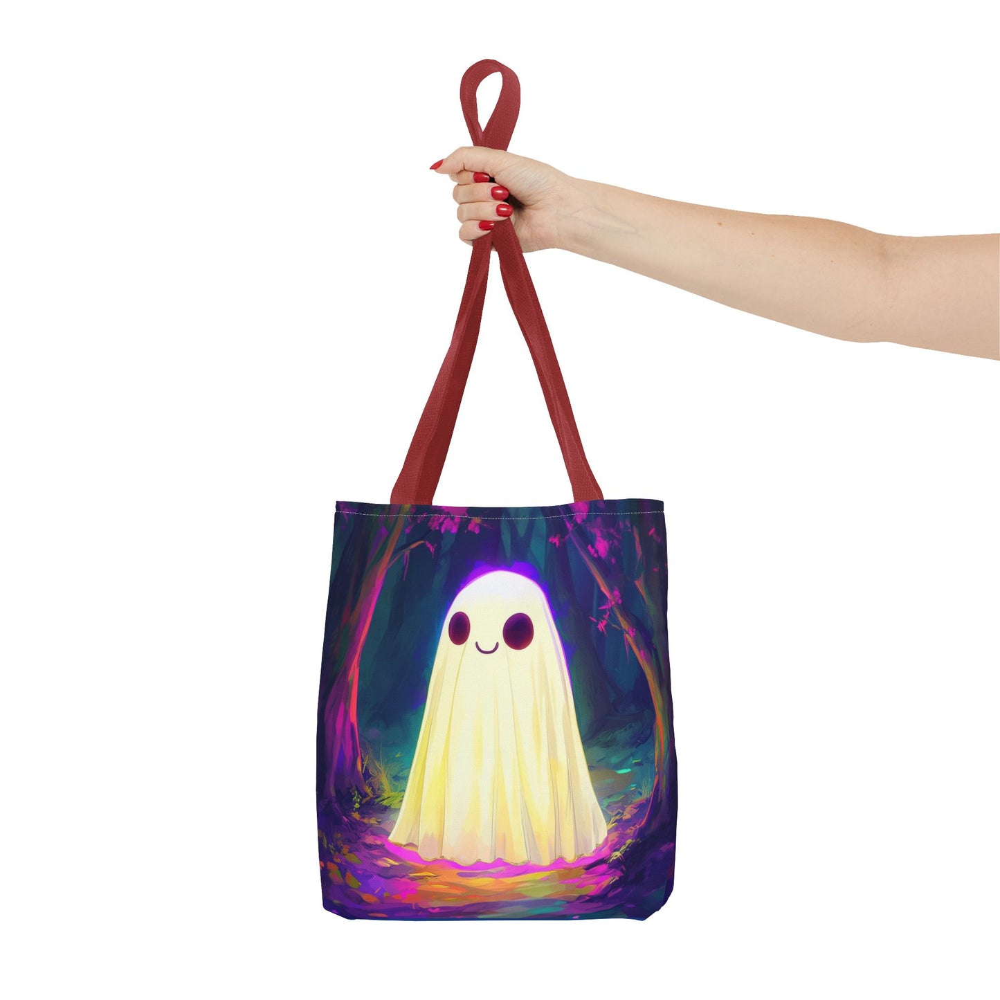 Cute Neon Ghost Tote Bag (AOP)