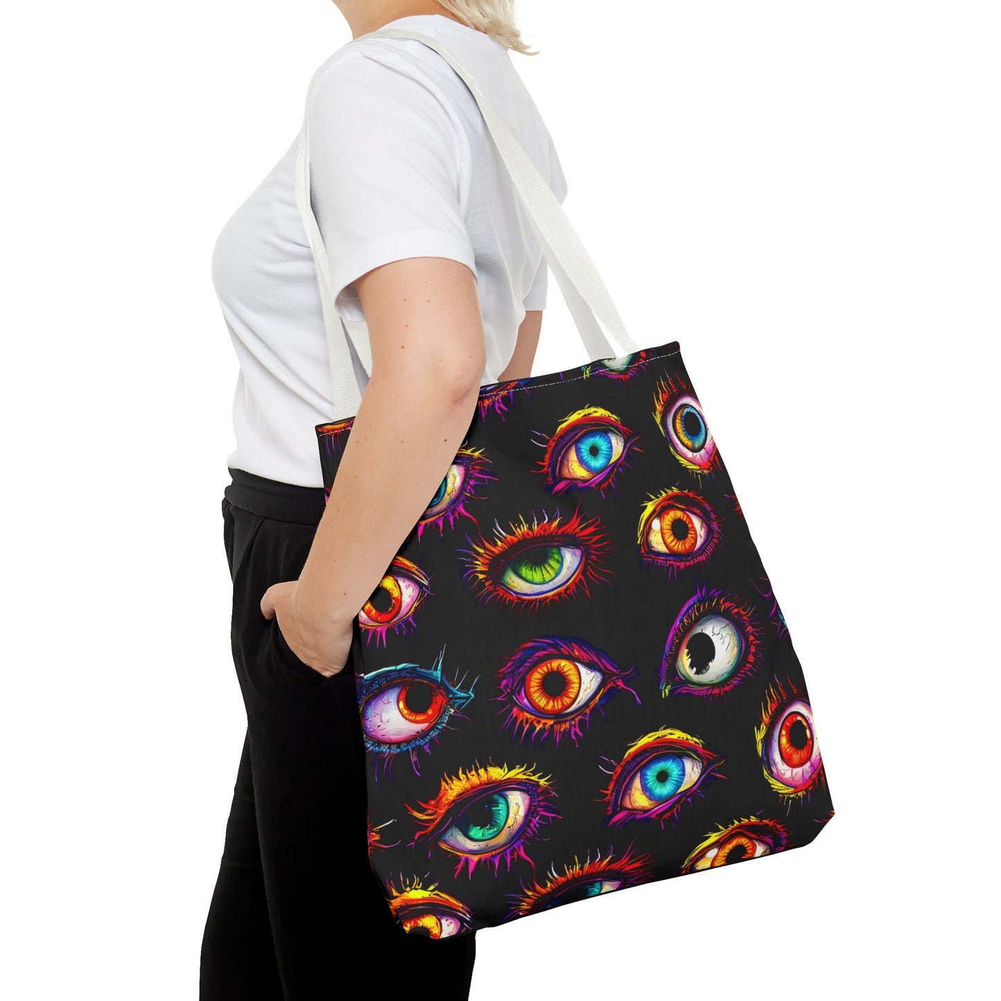 Colorful Spooky Eye Pattern Tote Bag (AOP)