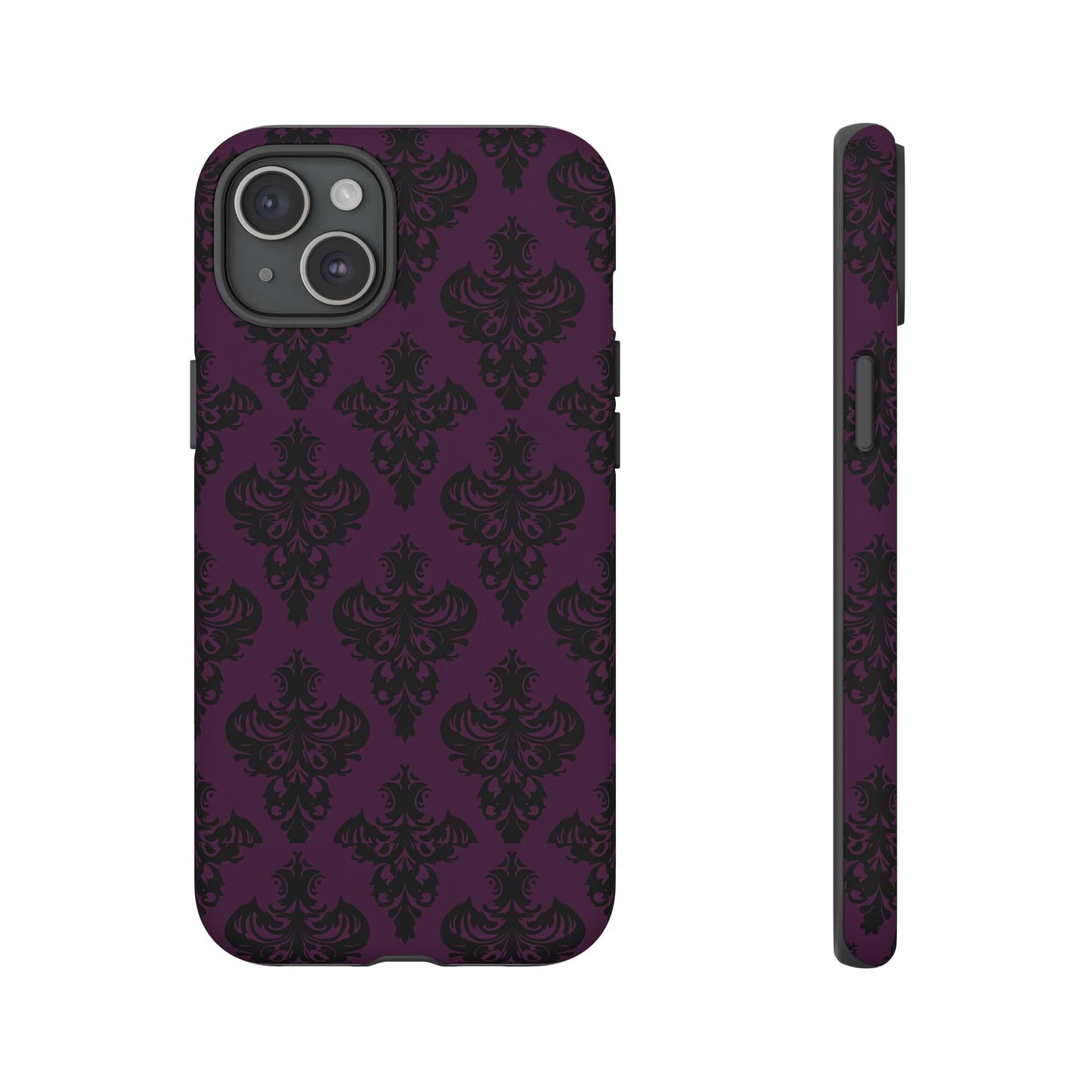 Purple and Black Victorian Damask Pattern Tough Cases