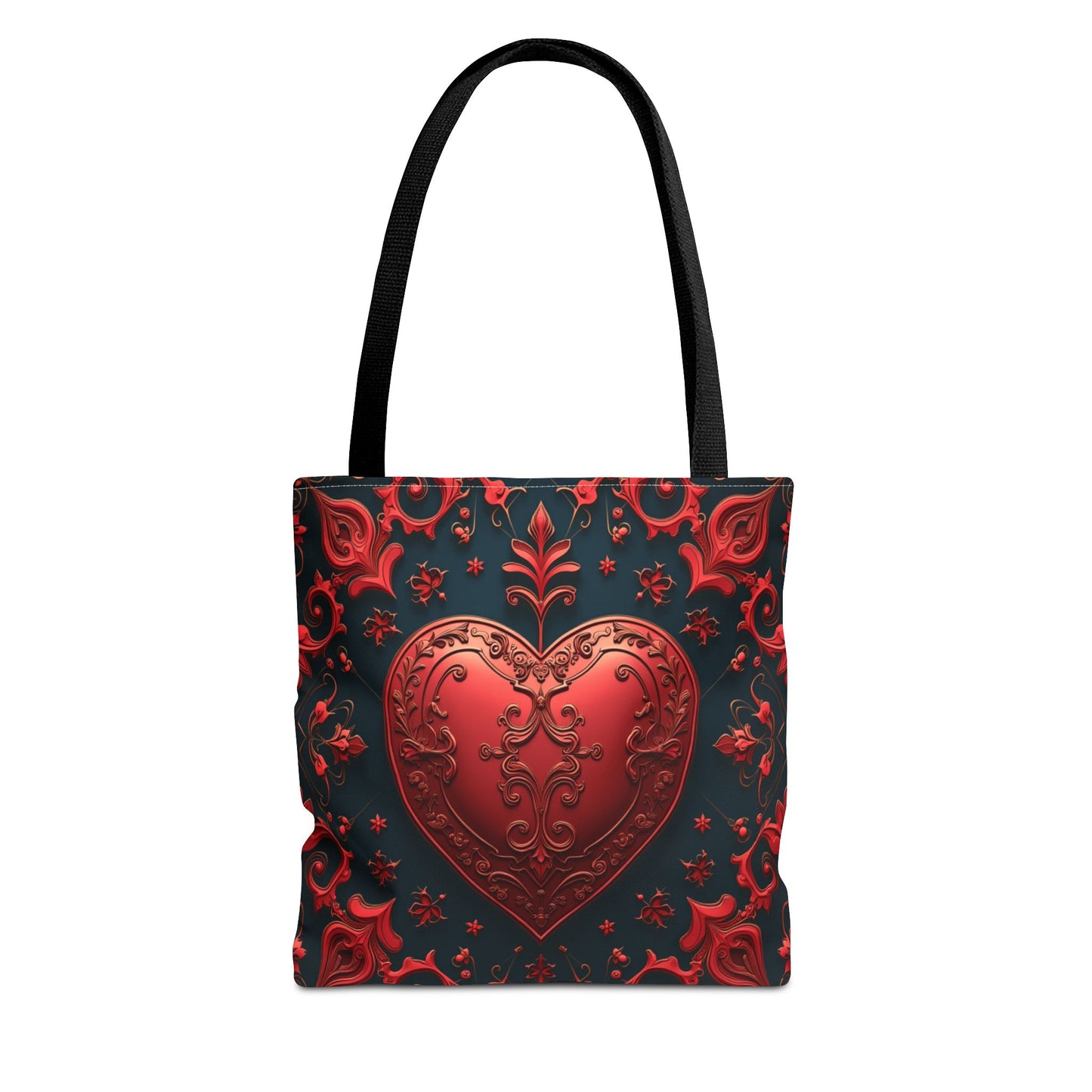 Intricate Red Heart Design Tote Bag (AOP)