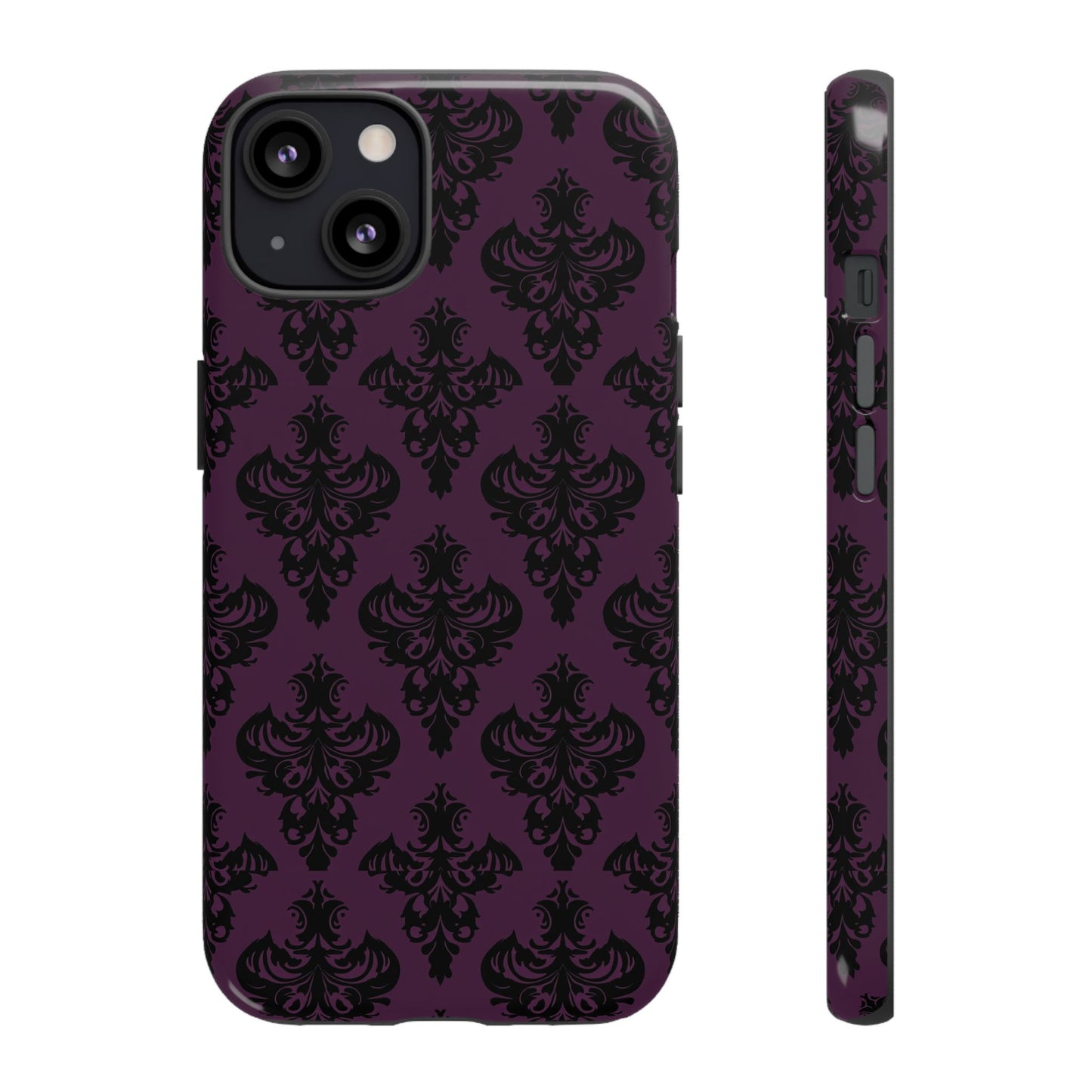 Purple and Black Victorian Damask Pattern Tough Cases