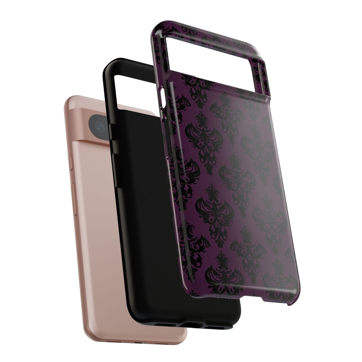 Purple and Black Victorian Damask Pattern Tough Cases