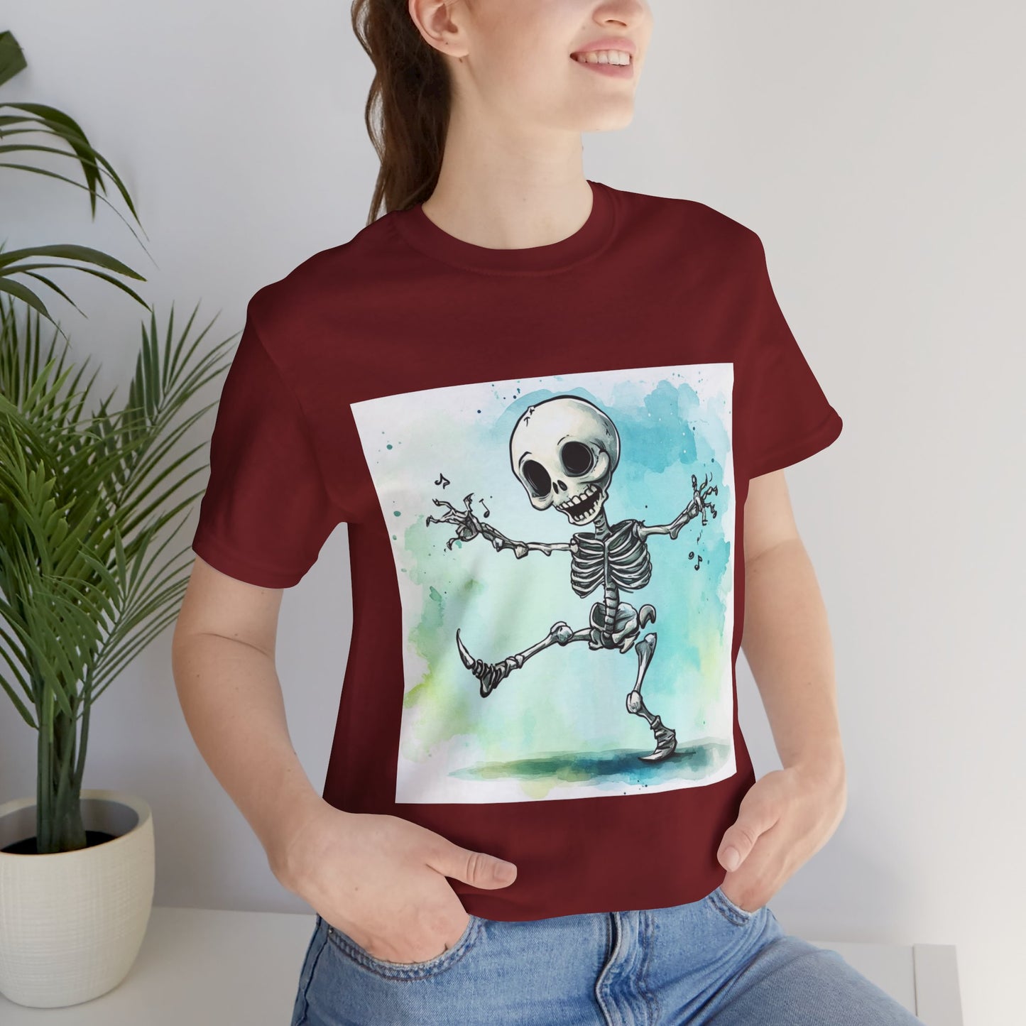 Happy Cute Skeleton Unisex Jersey Short Sleeve Tee