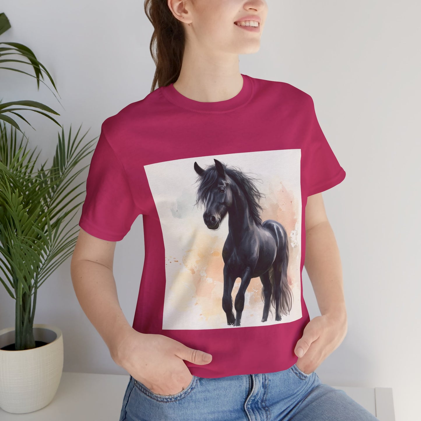 Playful Black Horse Unisex Jersey Short Sleeve Tee