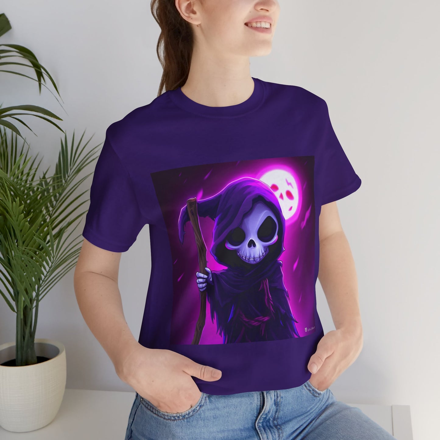 Smiling Moon Grim Reaper Unisex Jersey Short Sleeve Tee