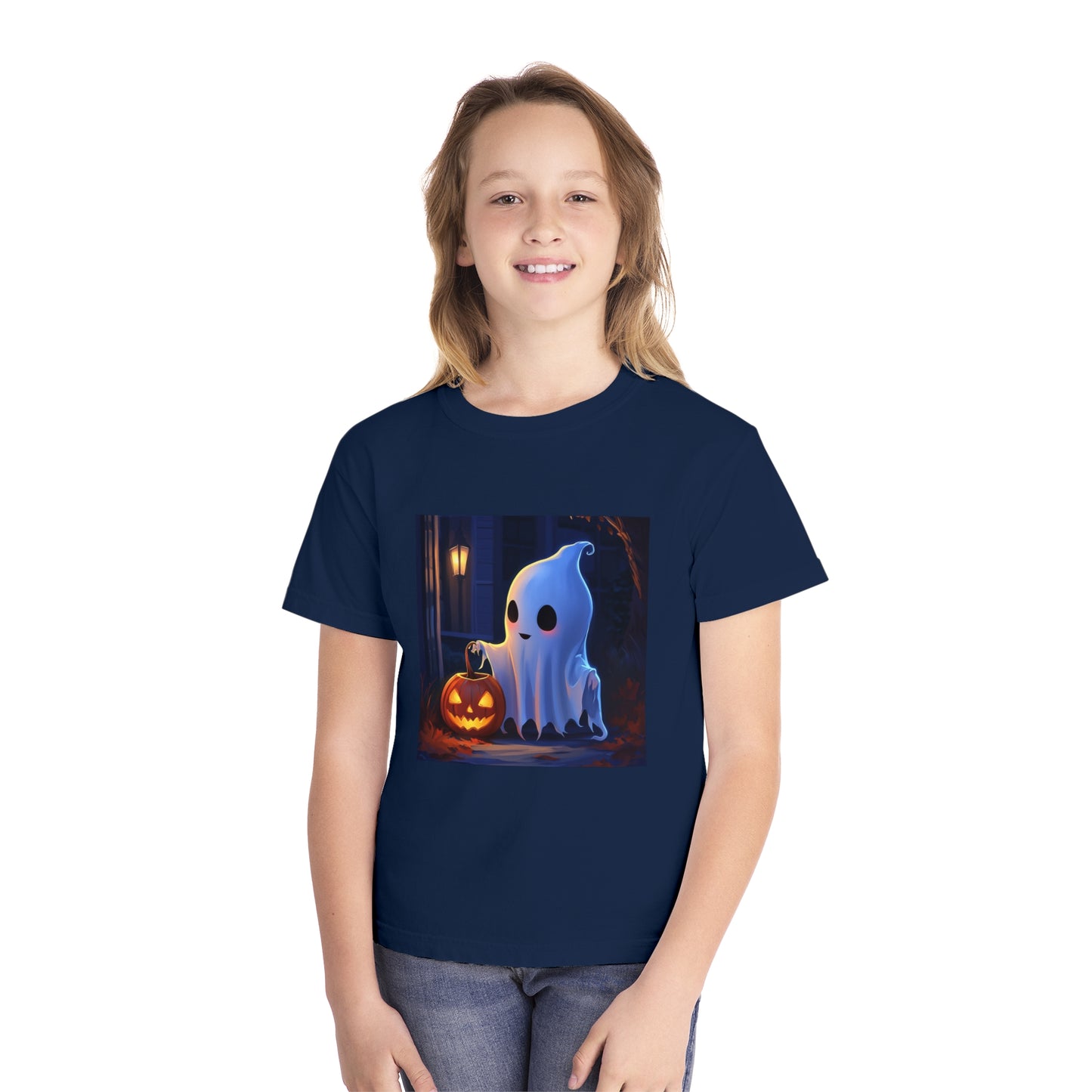 Cute Ghost Trick or Treating Youth Midweight Tee