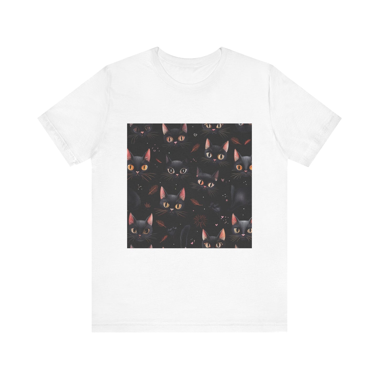 Cute Black Cat Pattern Unisex Jersey Short Sleeve Tee