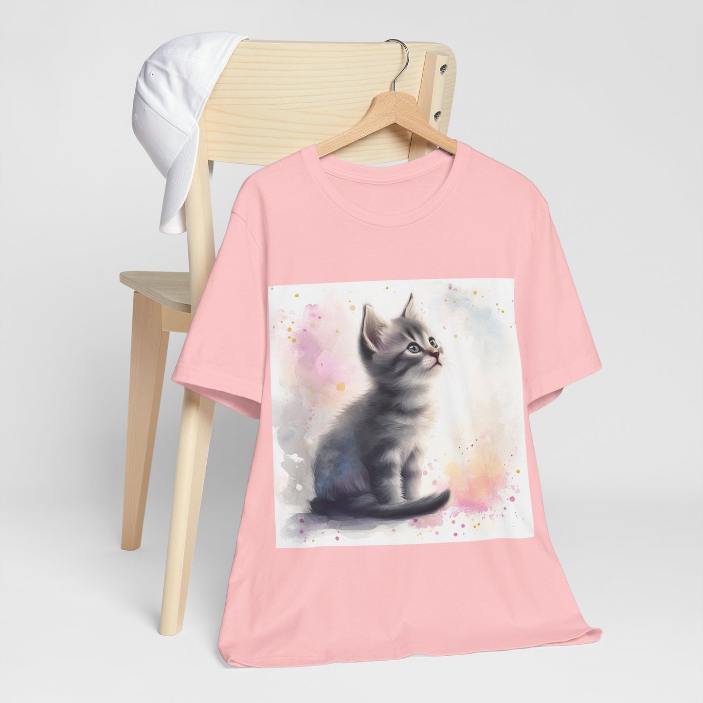 Watercolor Gray Kitten Unisex Jersey Short Sleeve Tee