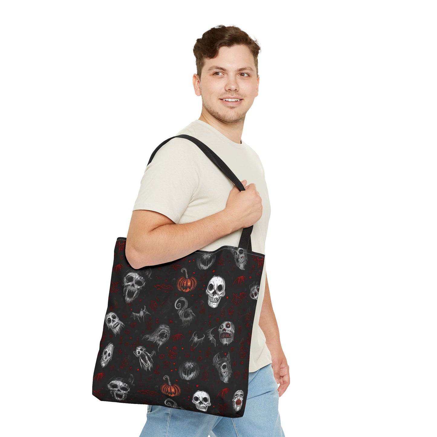 Scary Halloween Pattern Tote Bag (AOP)