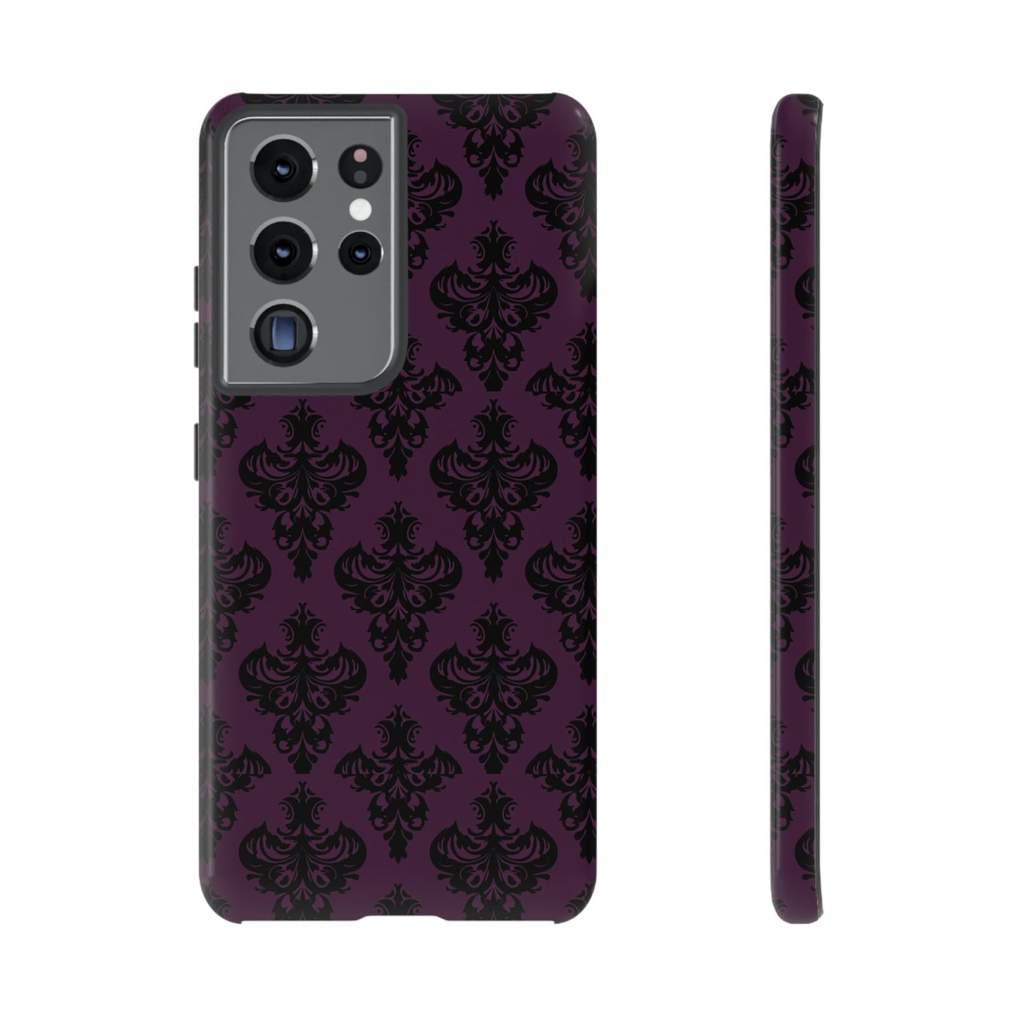 Purple and Black Victorian Damask Pattern Tough Cases