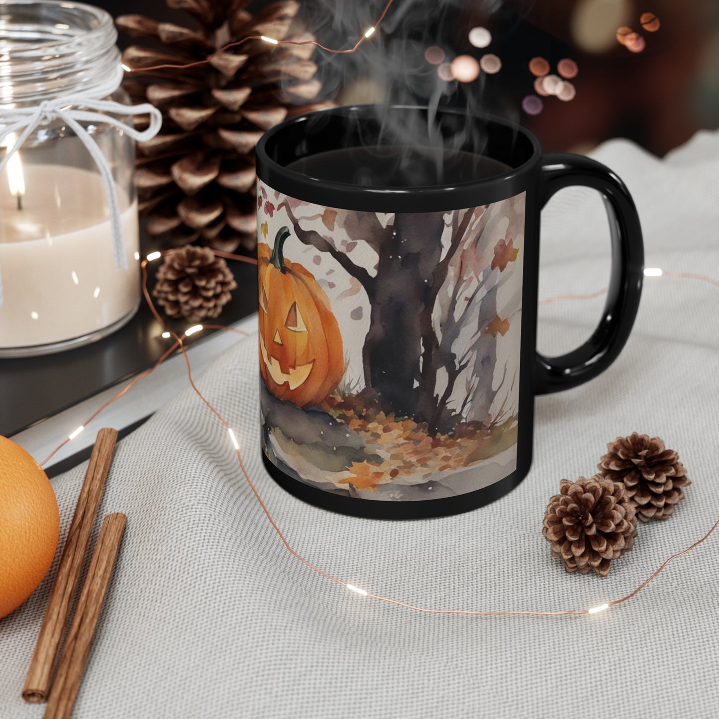 11oz Halloween Jacko Lantern Black Mug