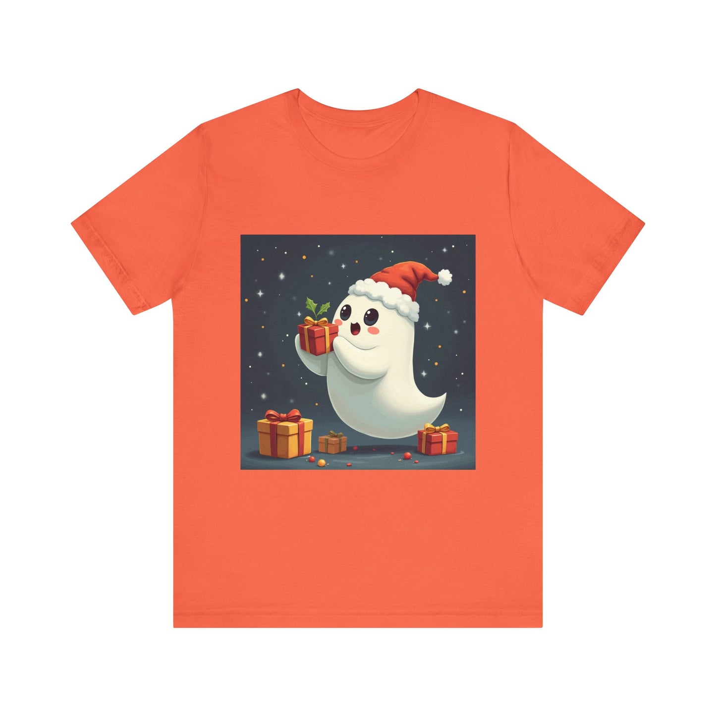 Cute Cartoon Present Ghost Unisex Jersey T-Shirt