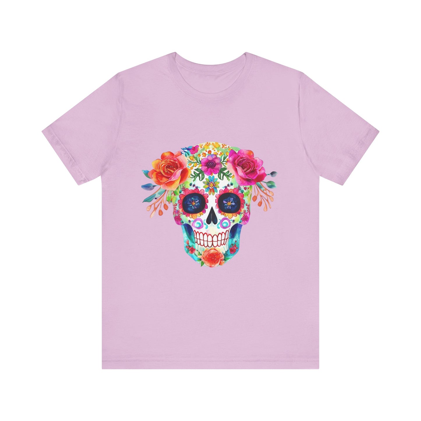 Day of the Dead Floral Sugar Skull Unisex Jersey Short Sleeve Tee