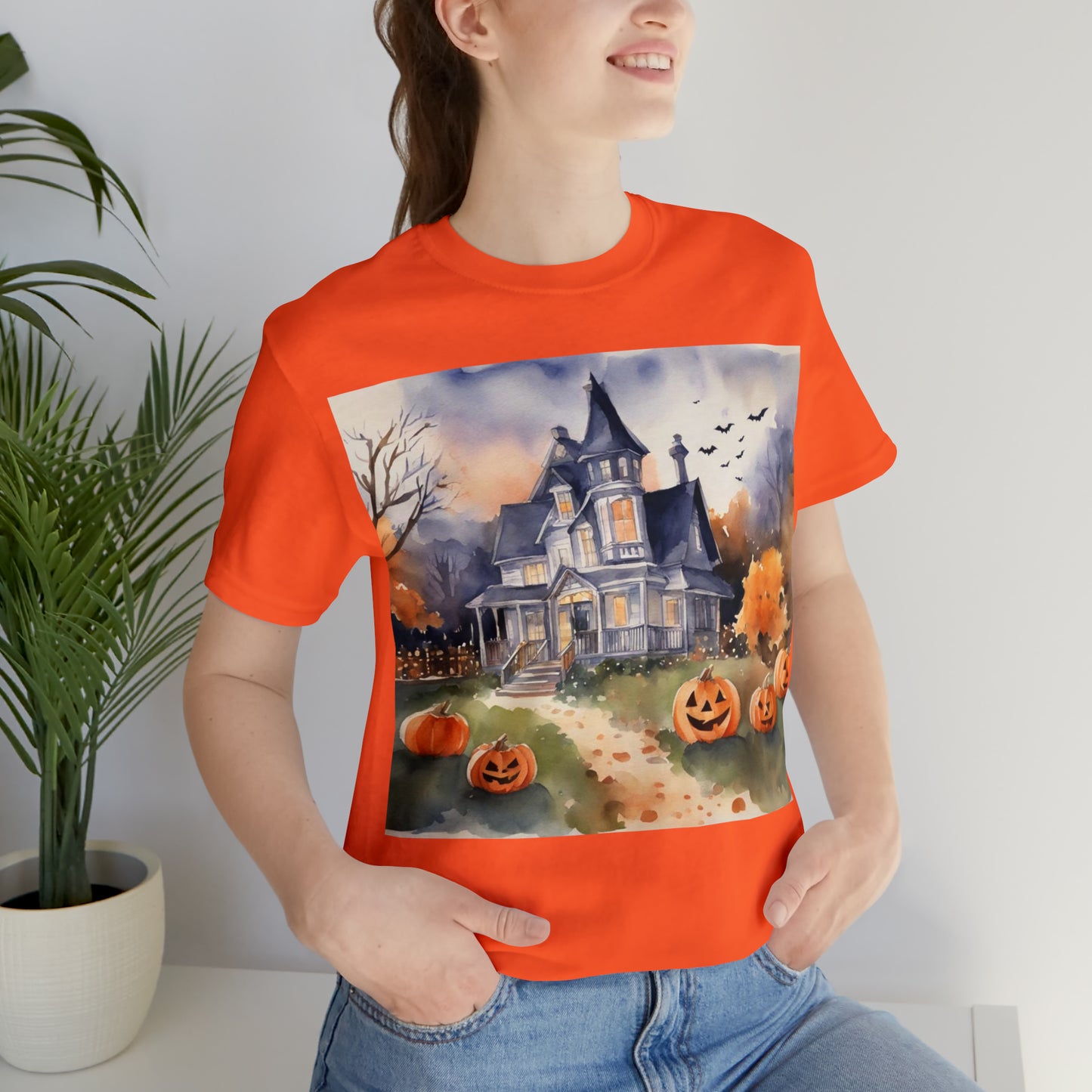 Haunted House Halloween Unisex Jersey Short Sleeve Tee