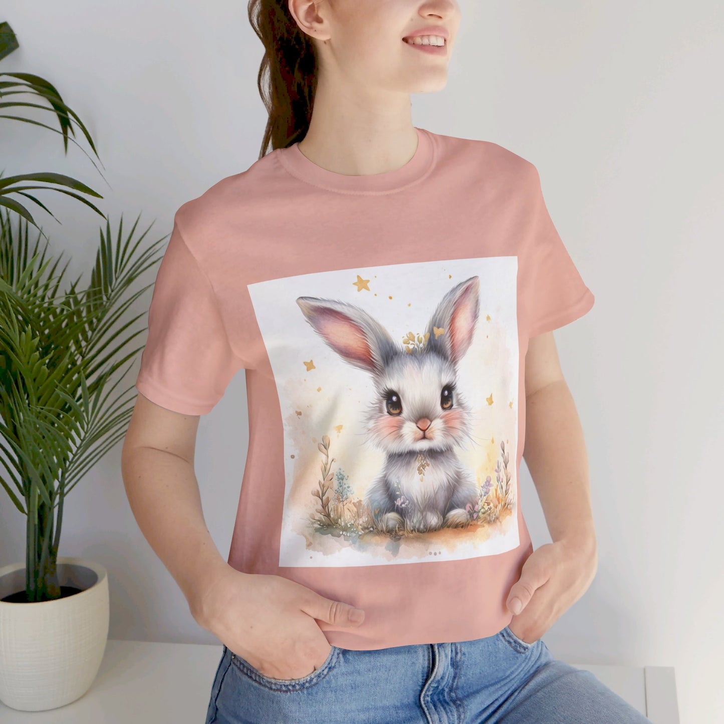 Cute fluffy bunny Unisex Jersey Short Sleeve Tee