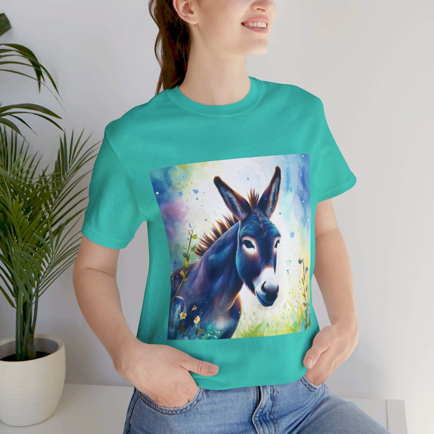 Cute Colorful Donkey Unisex Jersey Short Sleeve Tee