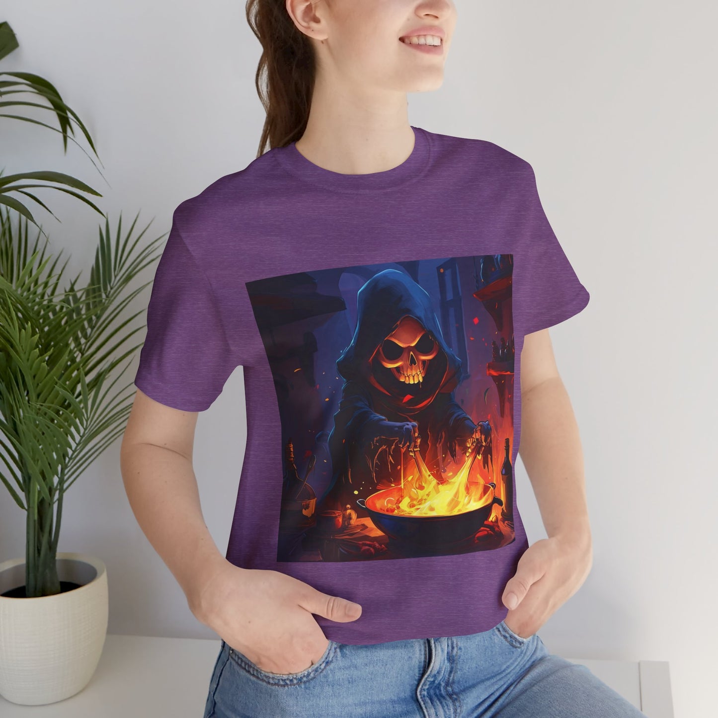 Dark Grim Reaper Cooking Unisex Jersey Short Sleeve Tee