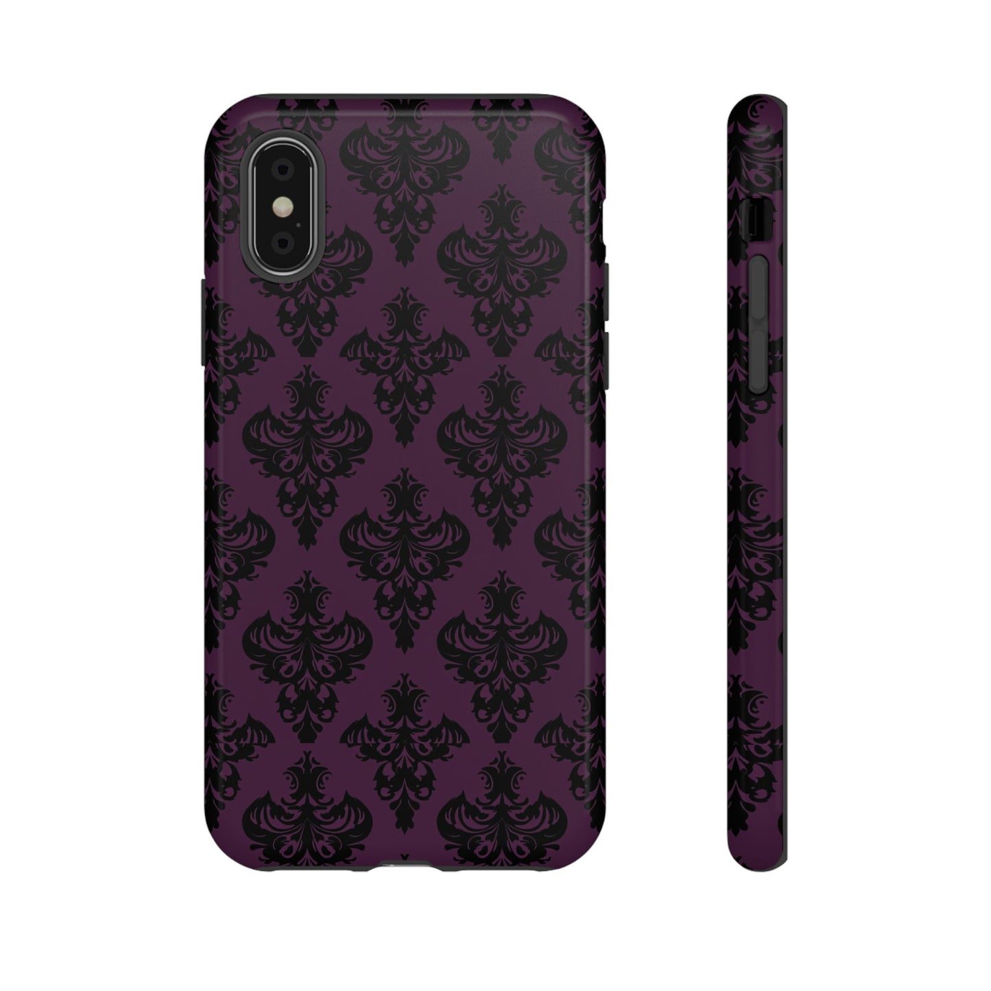 Purple and Black Victorian Damask Pattern Tough Cases