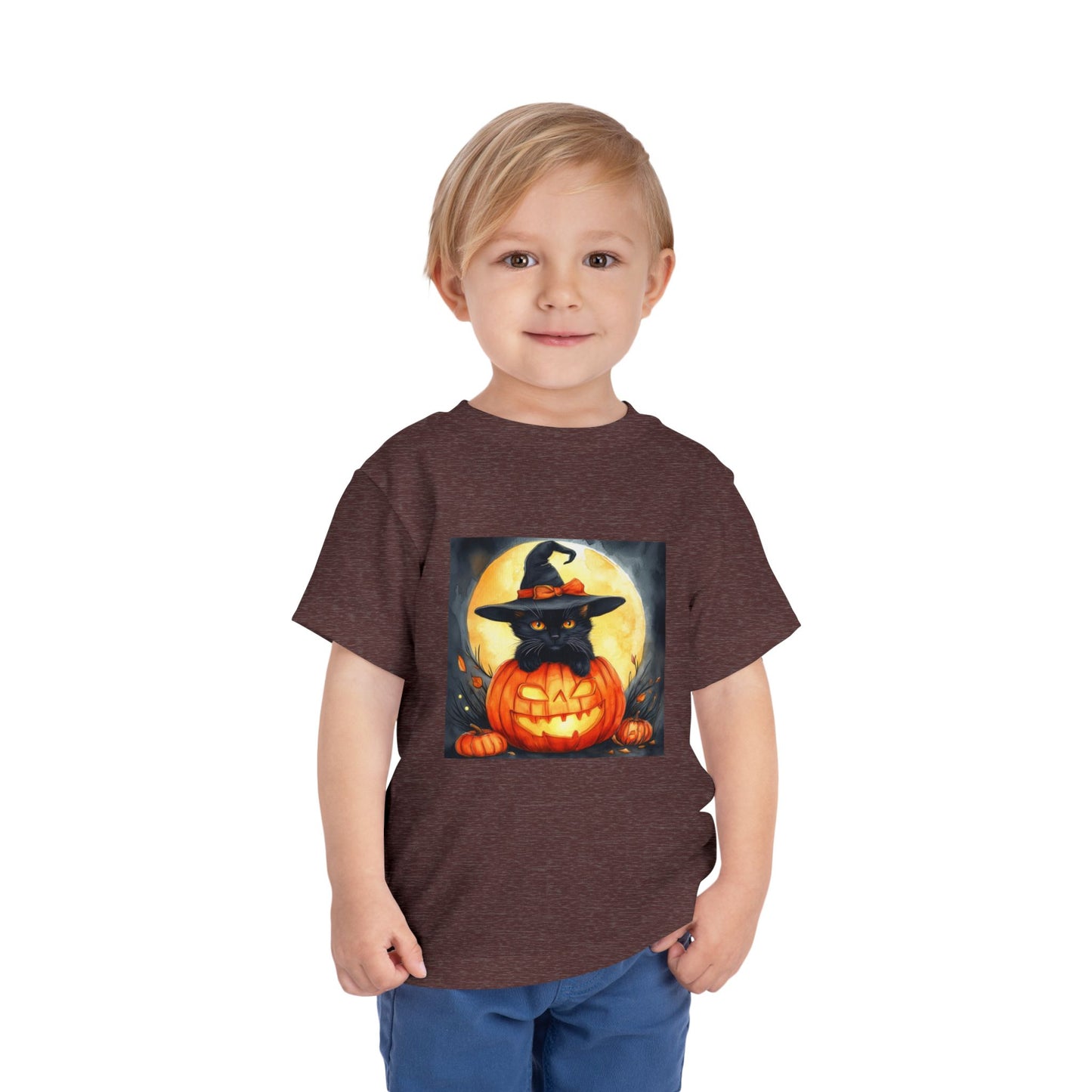 Cat In a Jack O' Lantern Toddler Short Sleeve Tee