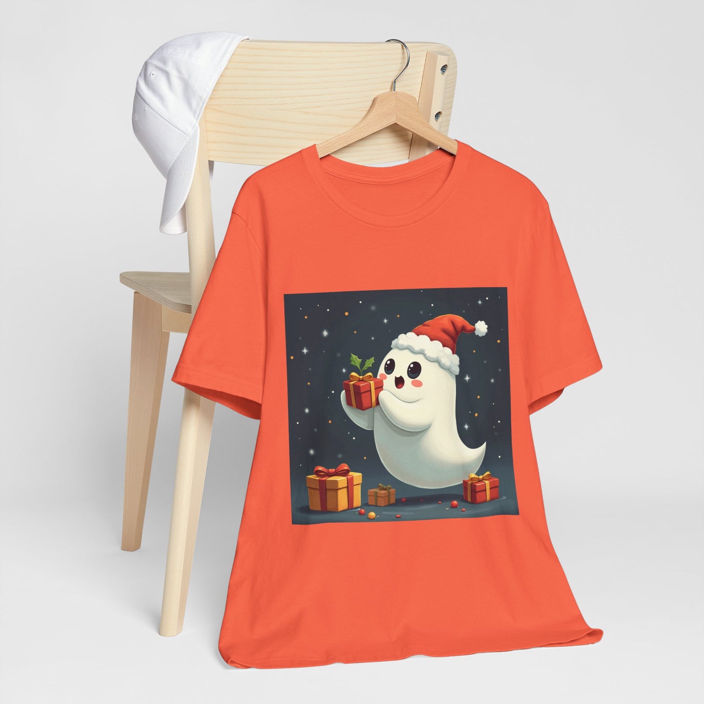 Cute Cartoon Present Ghost Unisex Jersey T-Shirt