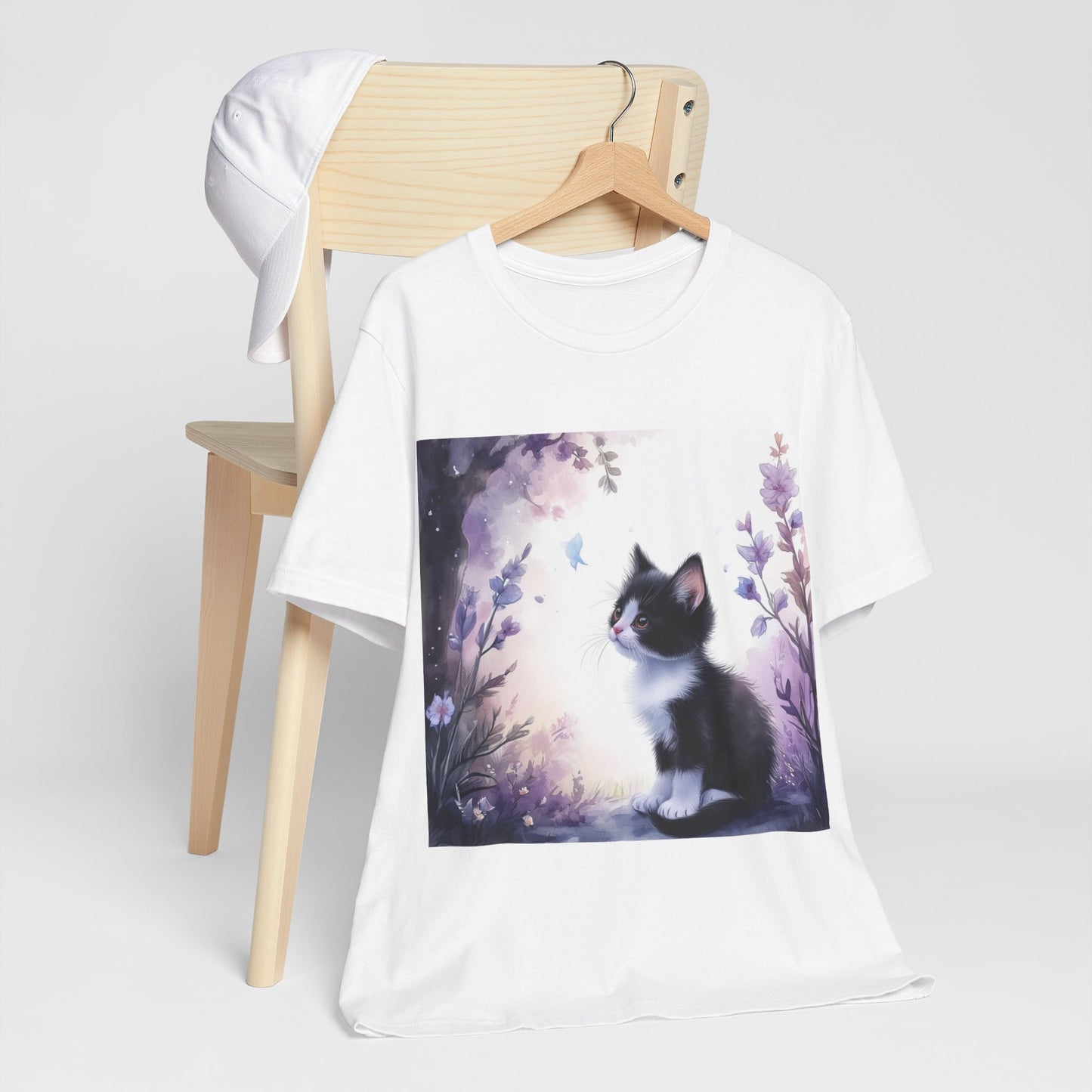 Flowery Tuxedo Cat Unisex Jersey Short Sleeve Tee