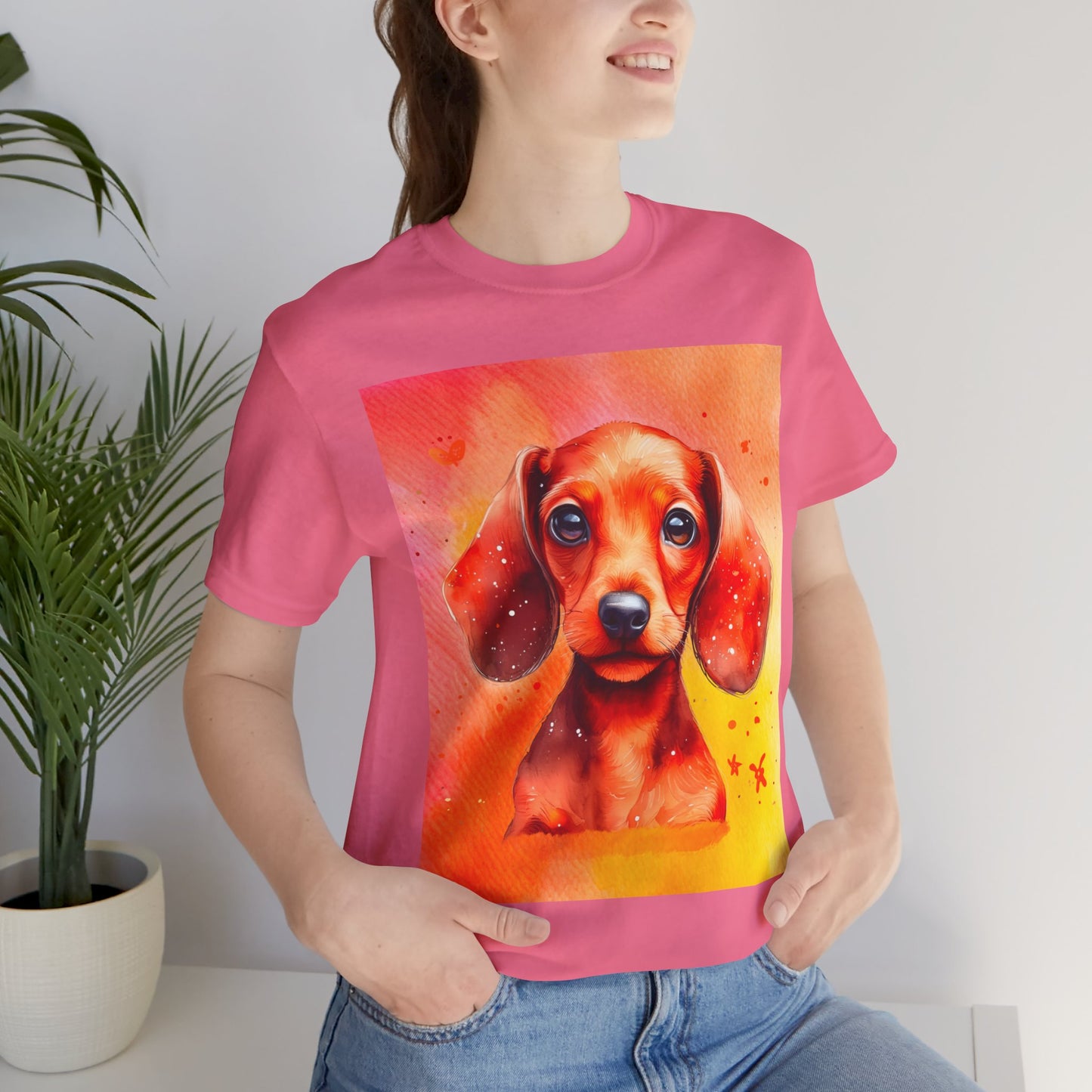 Red Dachshund Unisex Jersey Short Sleeve Tee