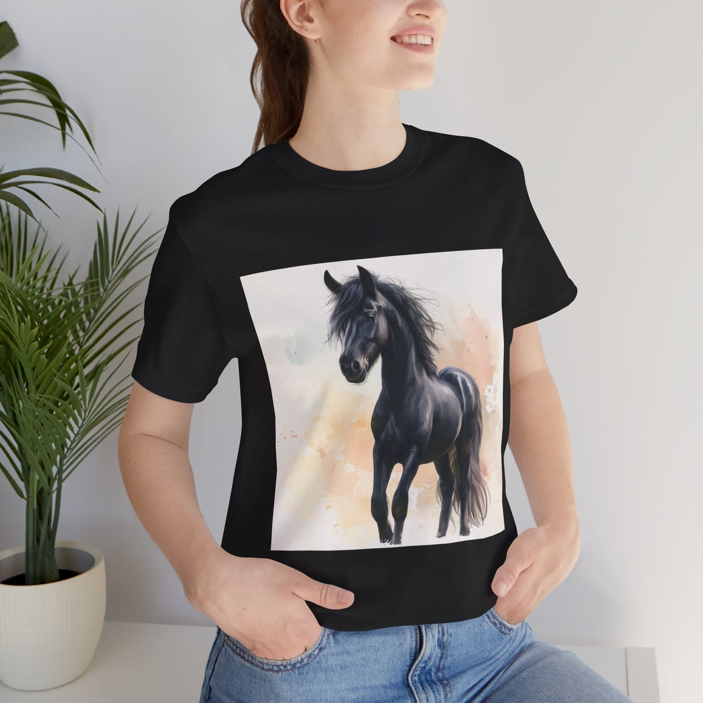 Playful Black Horse Unisex Jersey Short Sleeve Tee