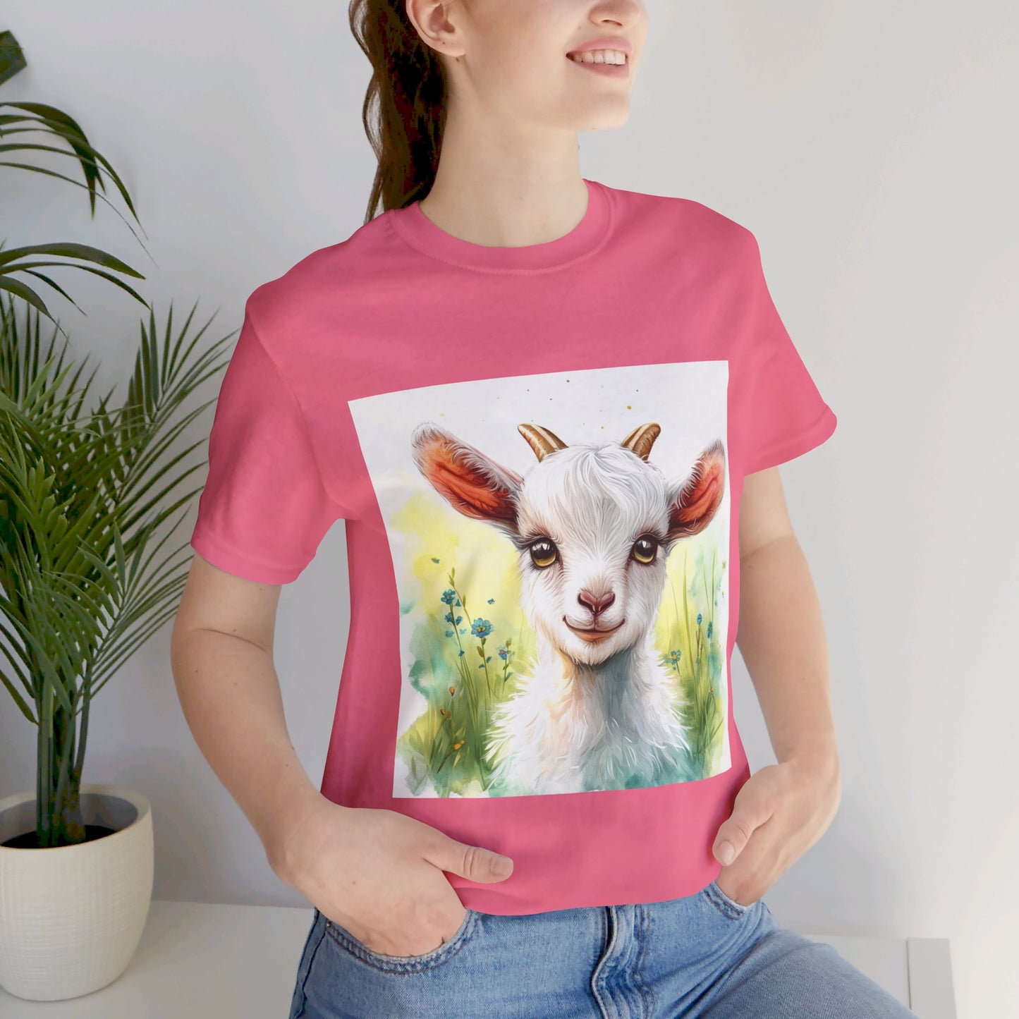 Cute Cartoon Goat Unisex Jersey Short Sleeve Tee