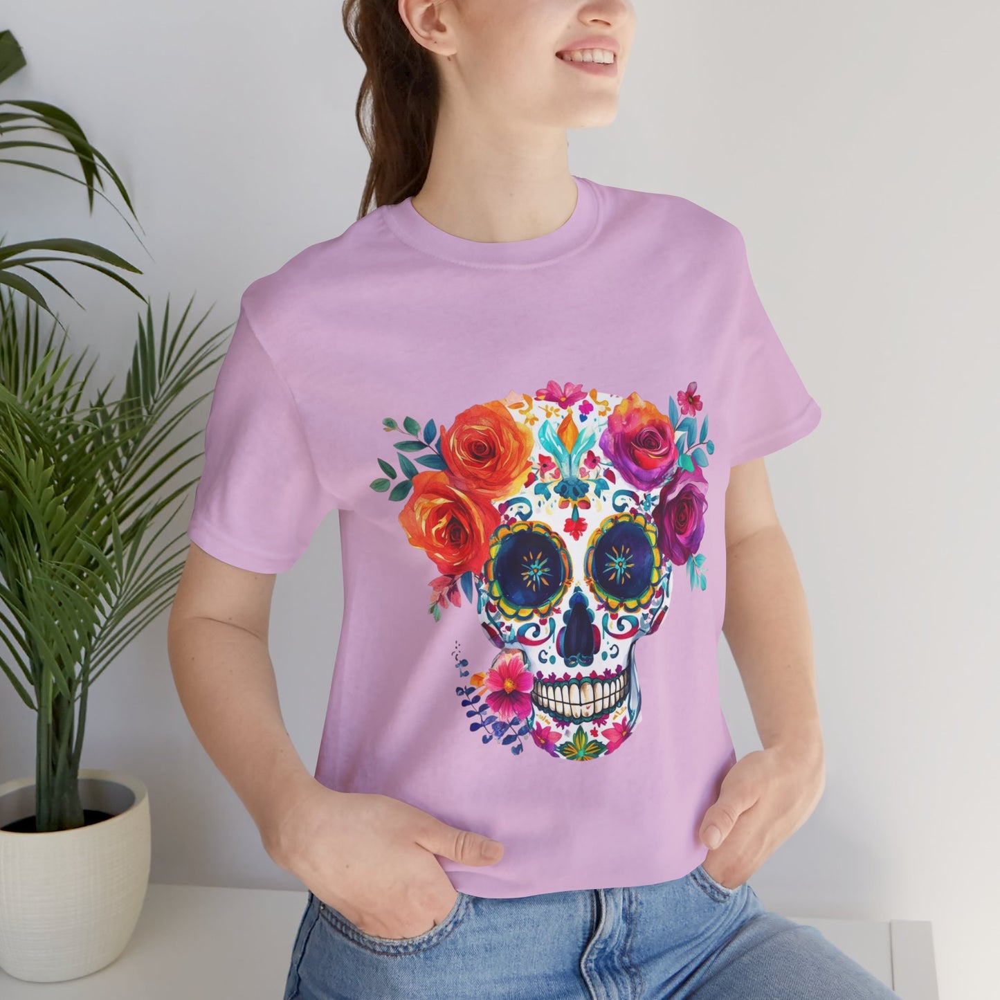 Day of the Dead Bright Sugar Skull Unisex Jersey Short Sleeve Tee