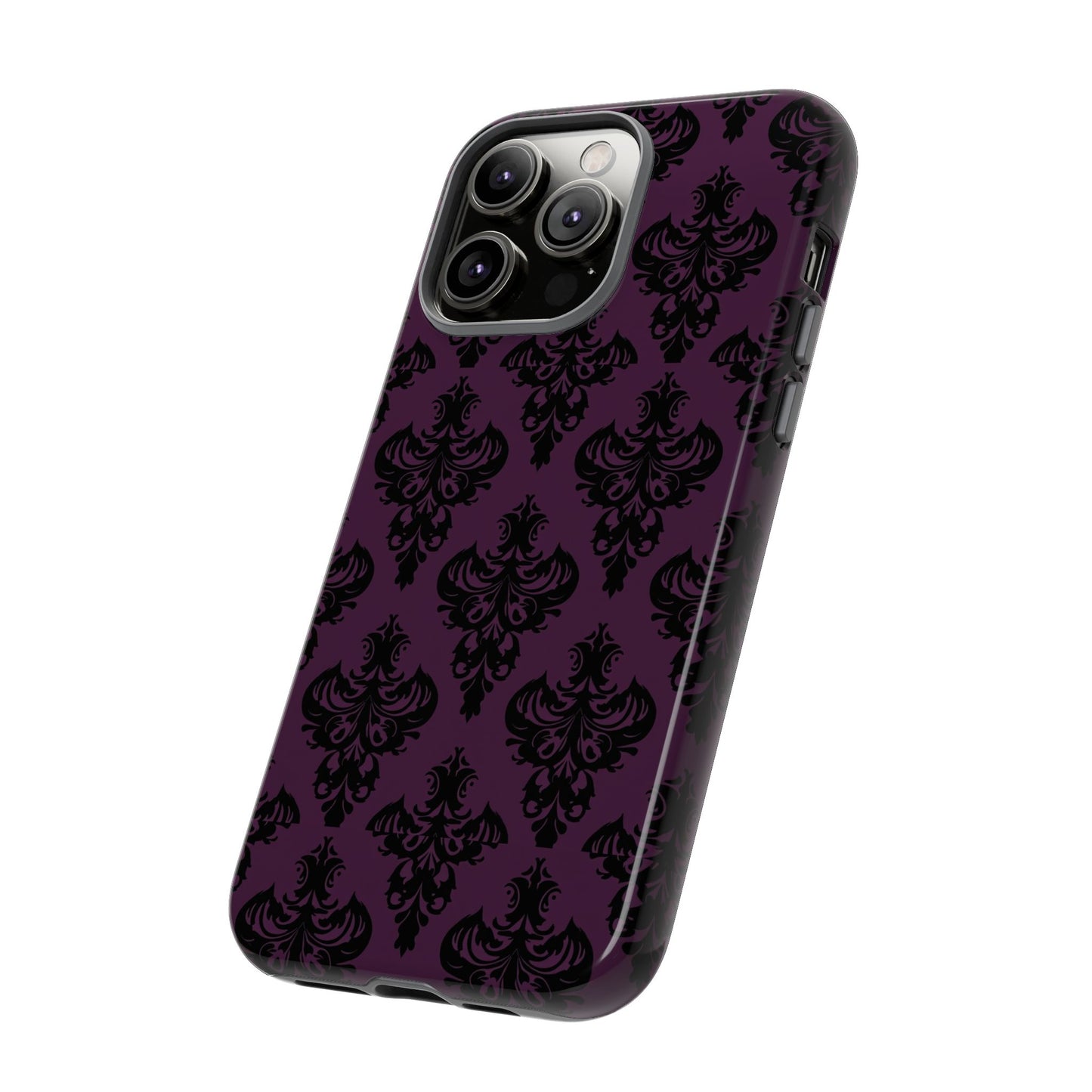 Purple and Black Victorian Damask Pattern Tough Cases