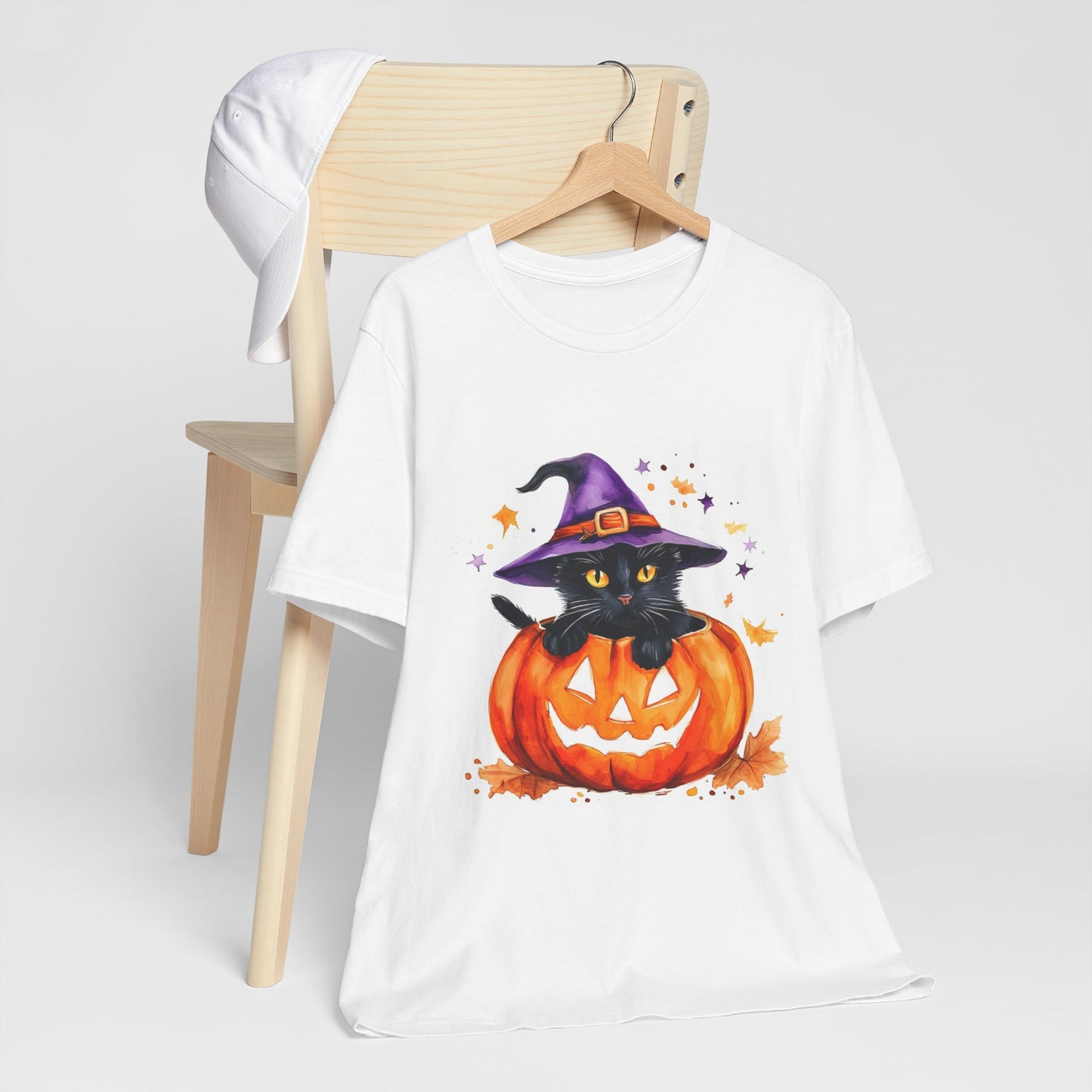 Cute Halloween Cat Jack o Lantern Unisex Jersey Short Sleeve Tee