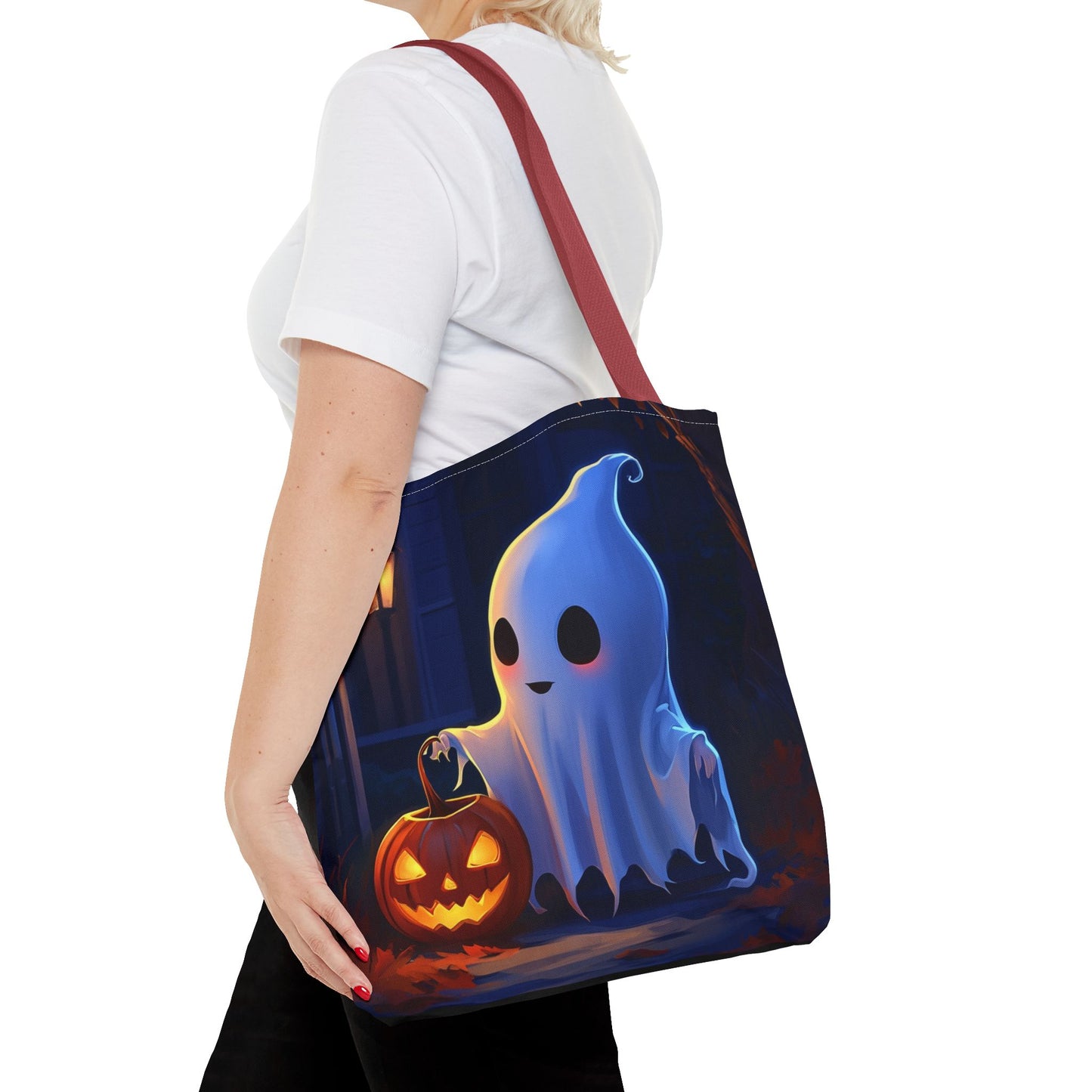 Cute Ghost Trick or Treating Tote Bag (AOP)