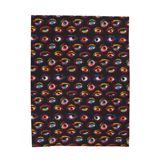 Colorful Eyeball Pattern Velveteen Plush Blanket