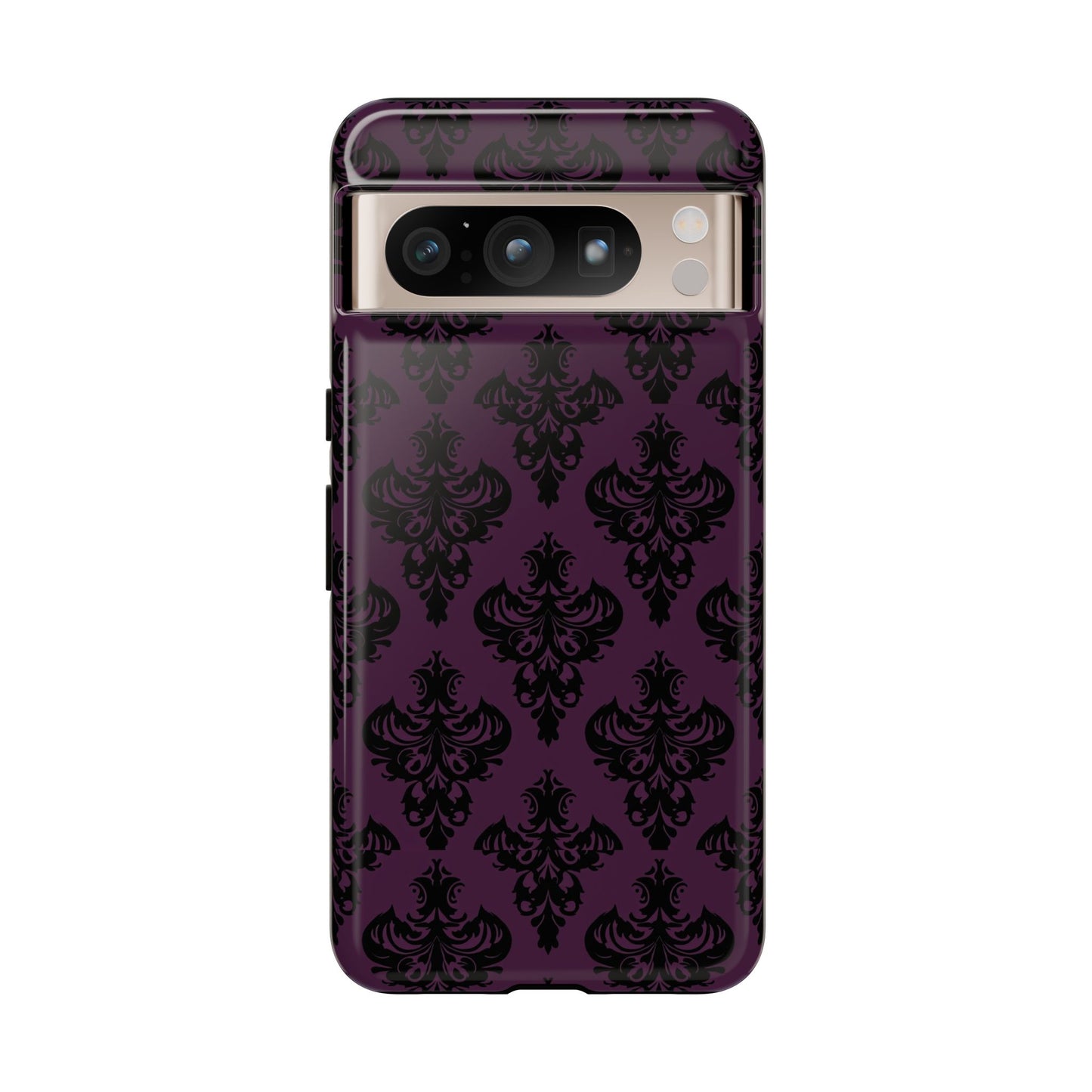 Purple and Black Victorian Damask Pattern Tough Cases