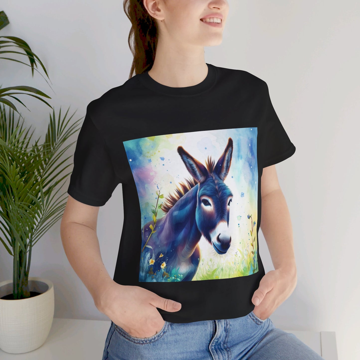 Cute Colorful Donkey Unisex Jersey Short Sleeve Tee